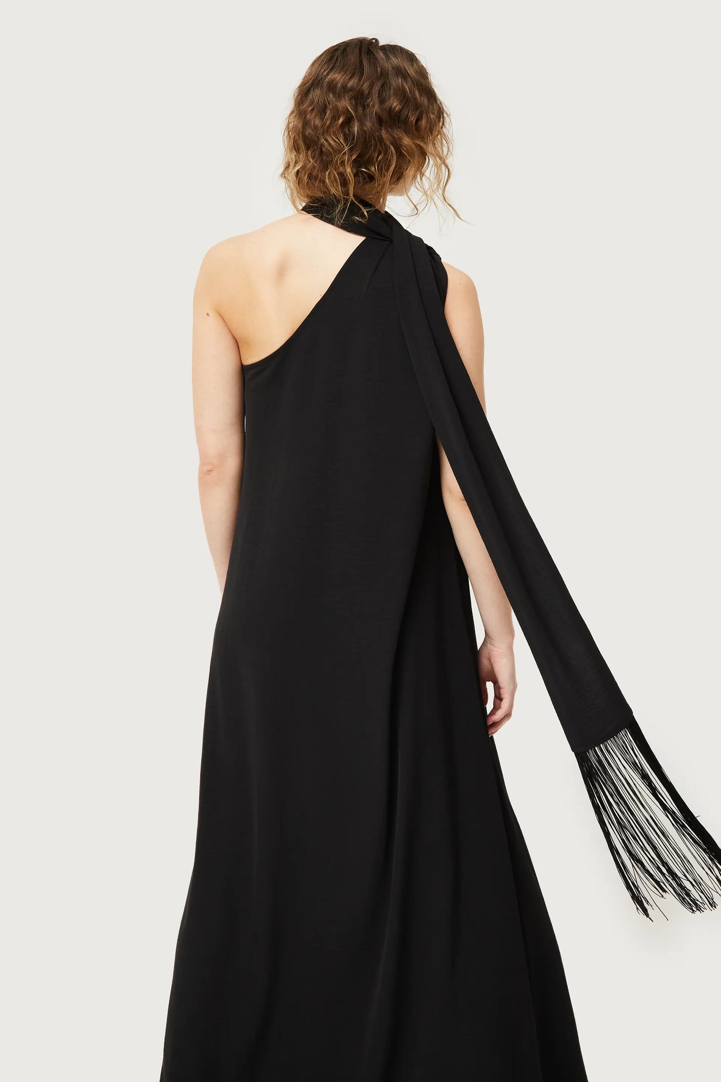 Long black asymmetrical dress