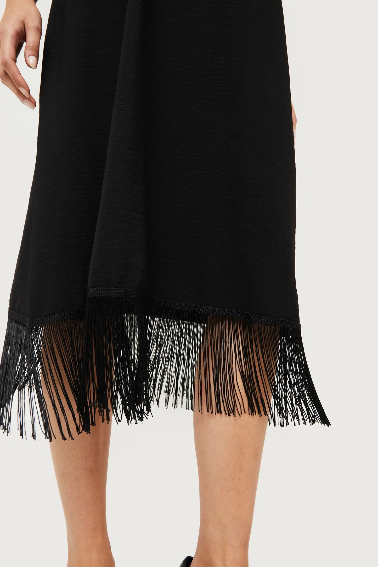 Black Fringe Halter Dress