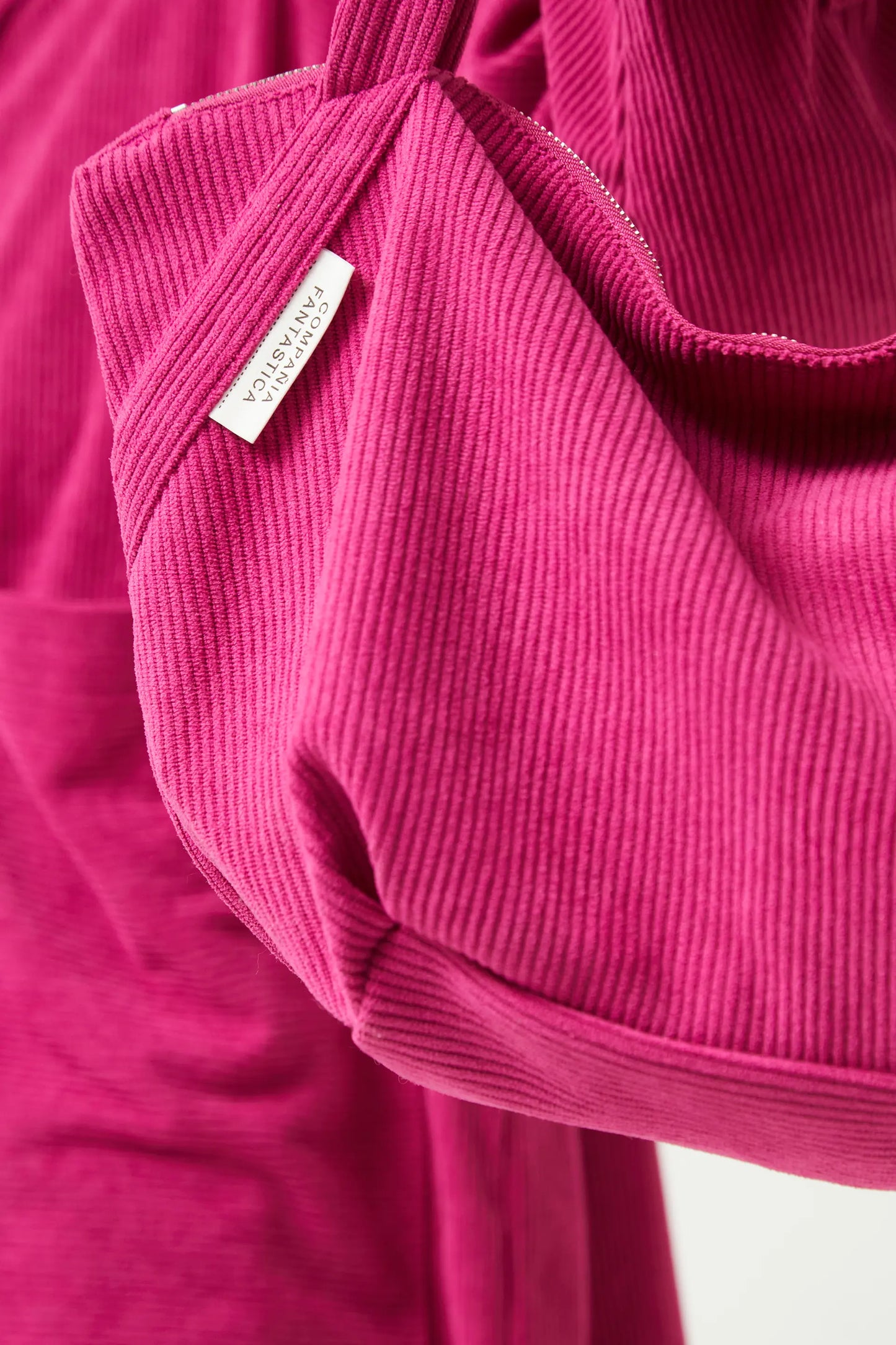 Fuchsia corduroy shoulder bag