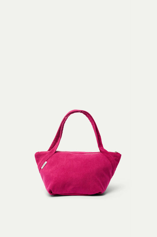 Borsa a tracolla in velluto a coste fucsia