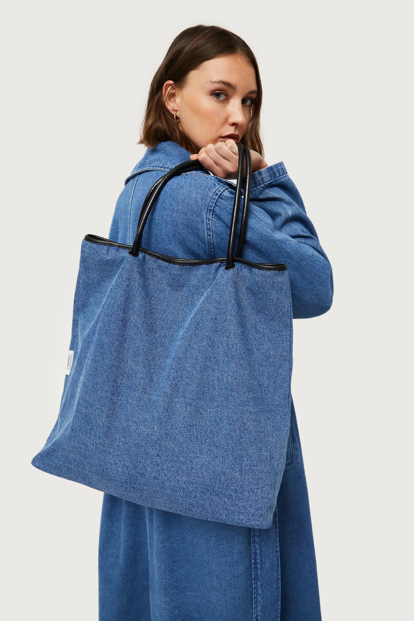 Blue denim shoulder bag