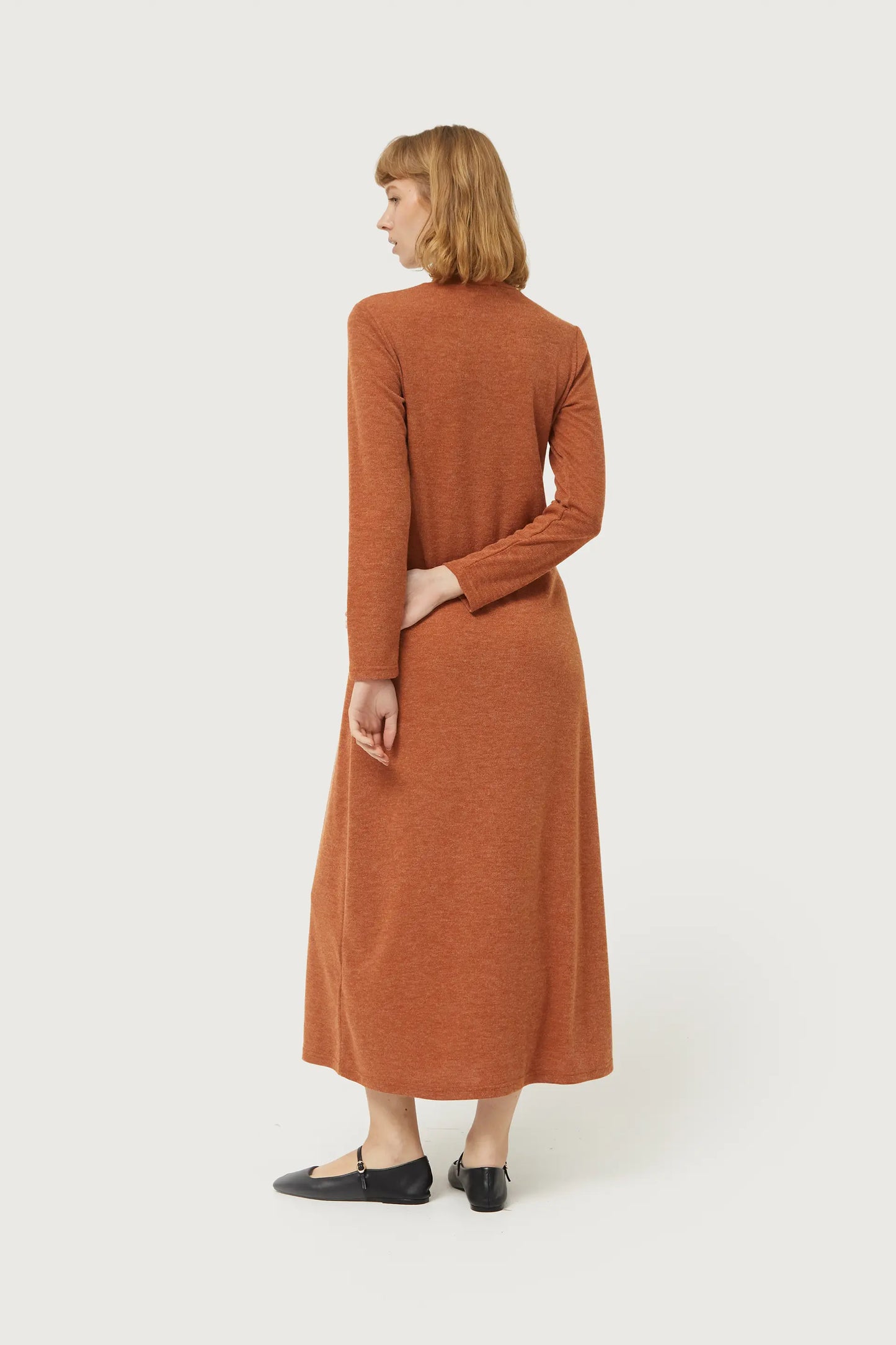 Long brown knit dress