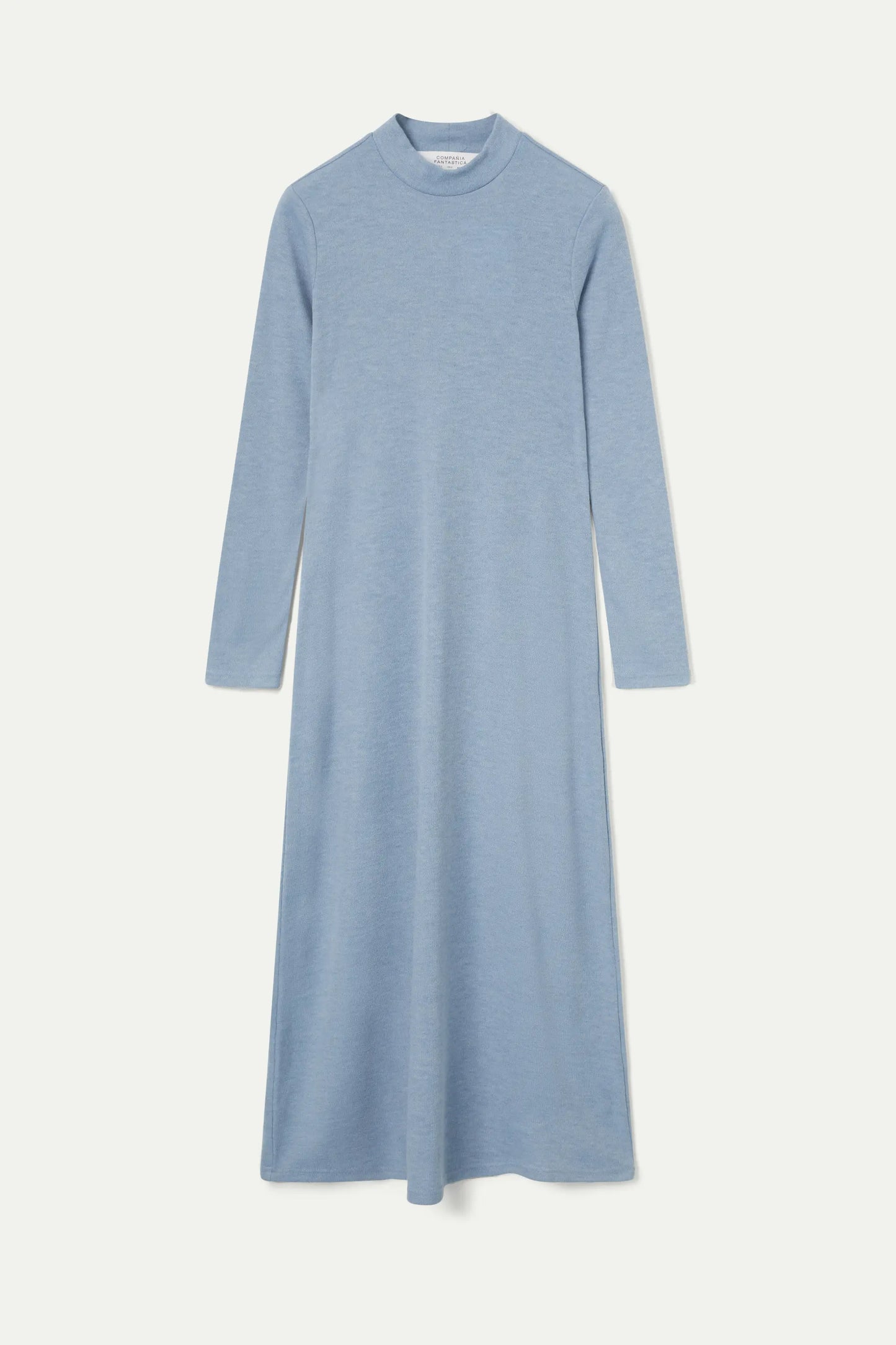 Long blue knit dress