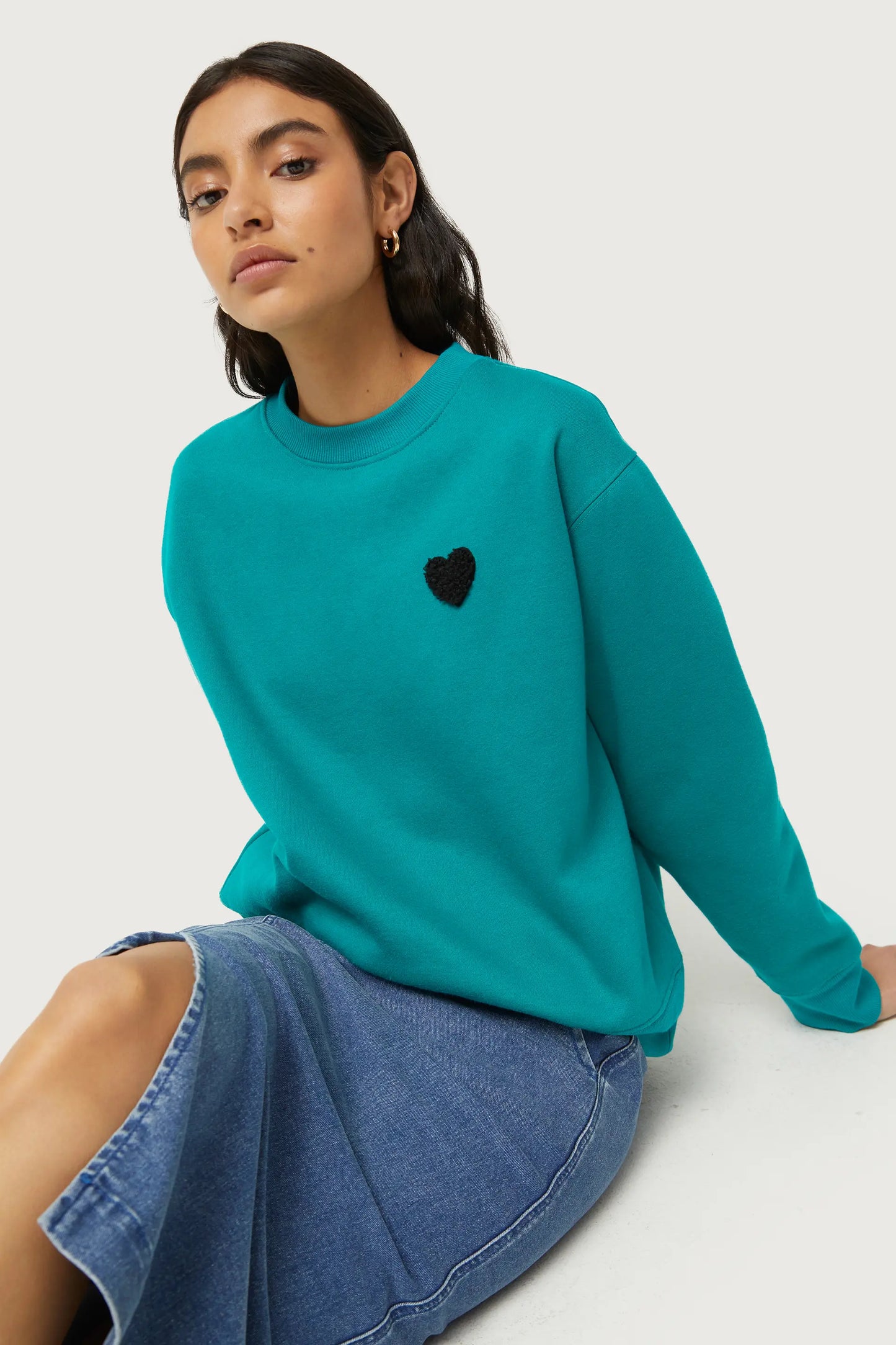 Blue Heart Patch Sweatshirt