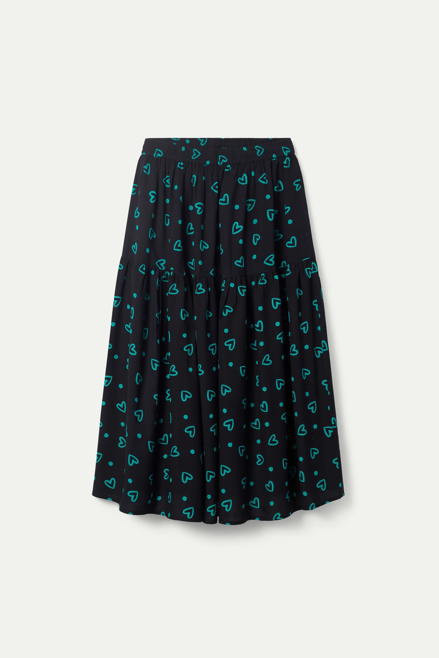 Long skirt with green heart print