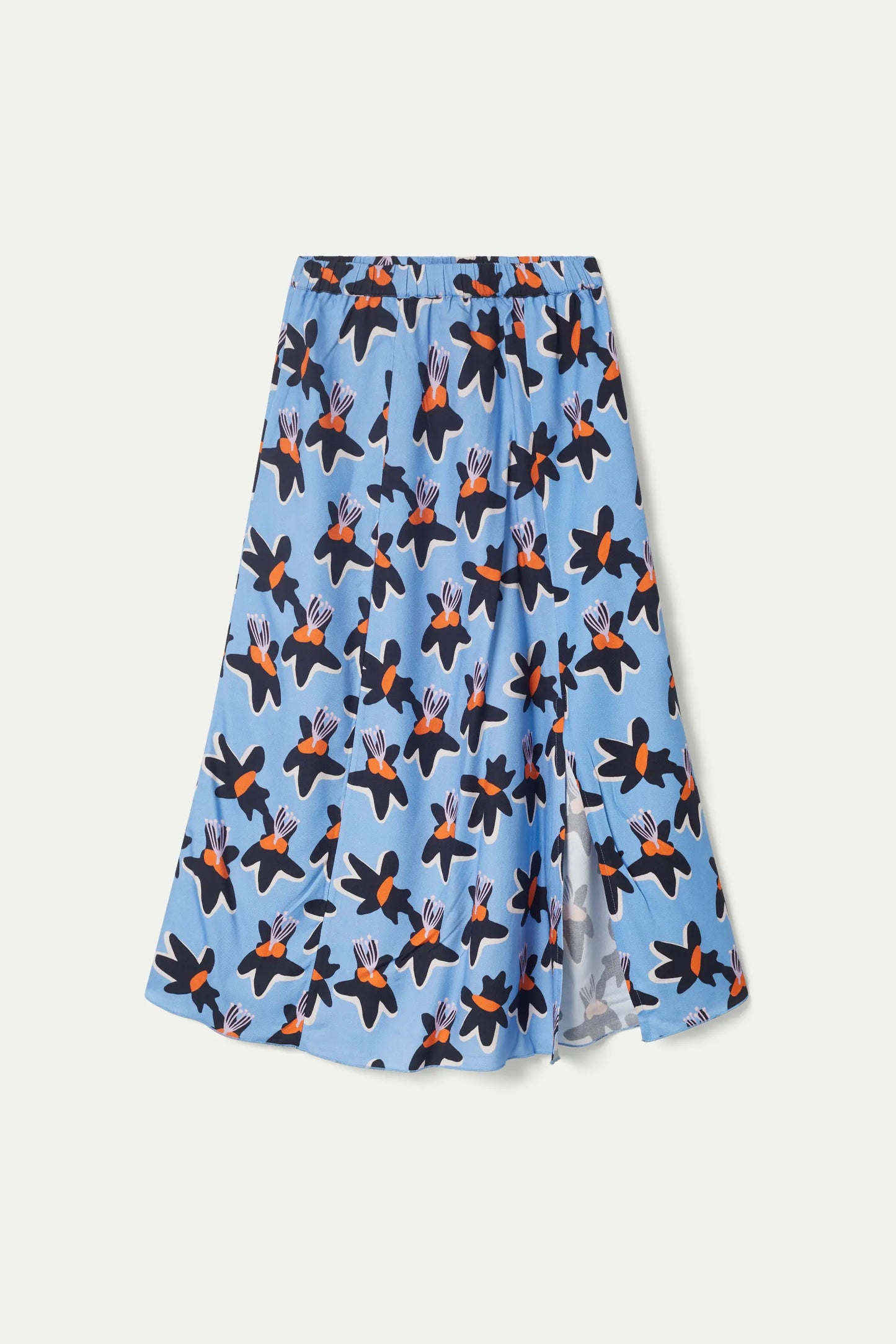 Blue Calatea floral print midi skirt