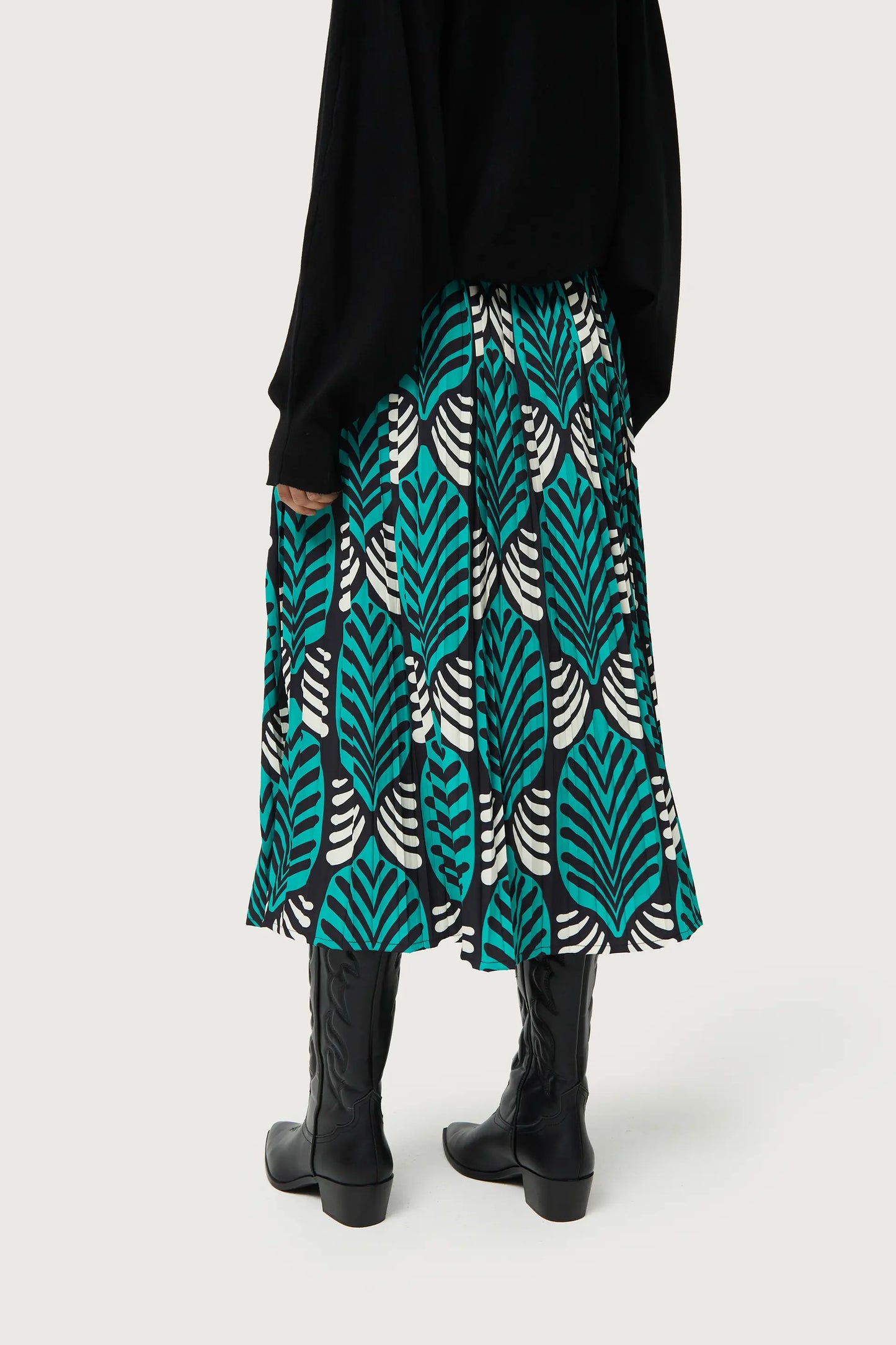 Large Brigitte print pleated midi skirt