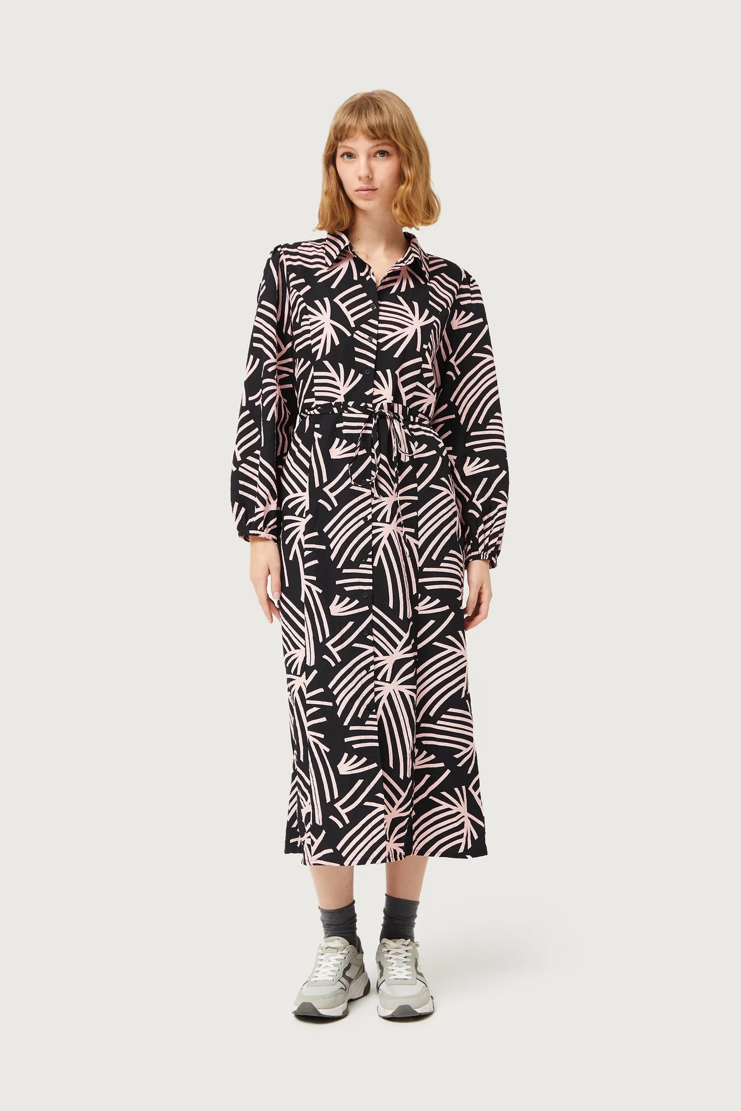 Phoenix abstract print long shirt dress