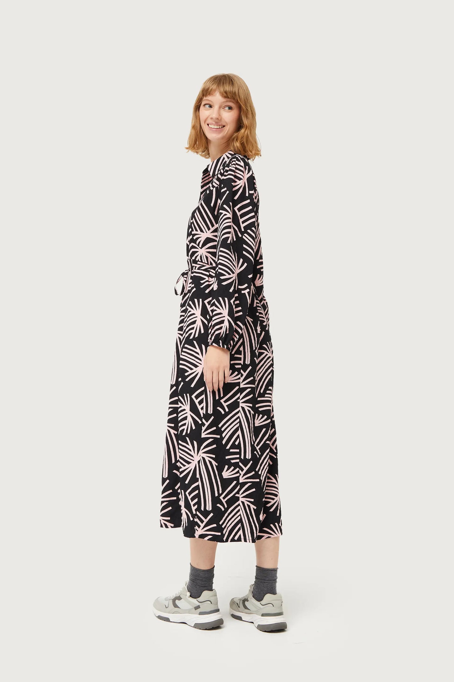 Phoenix abstract print long shirt dress