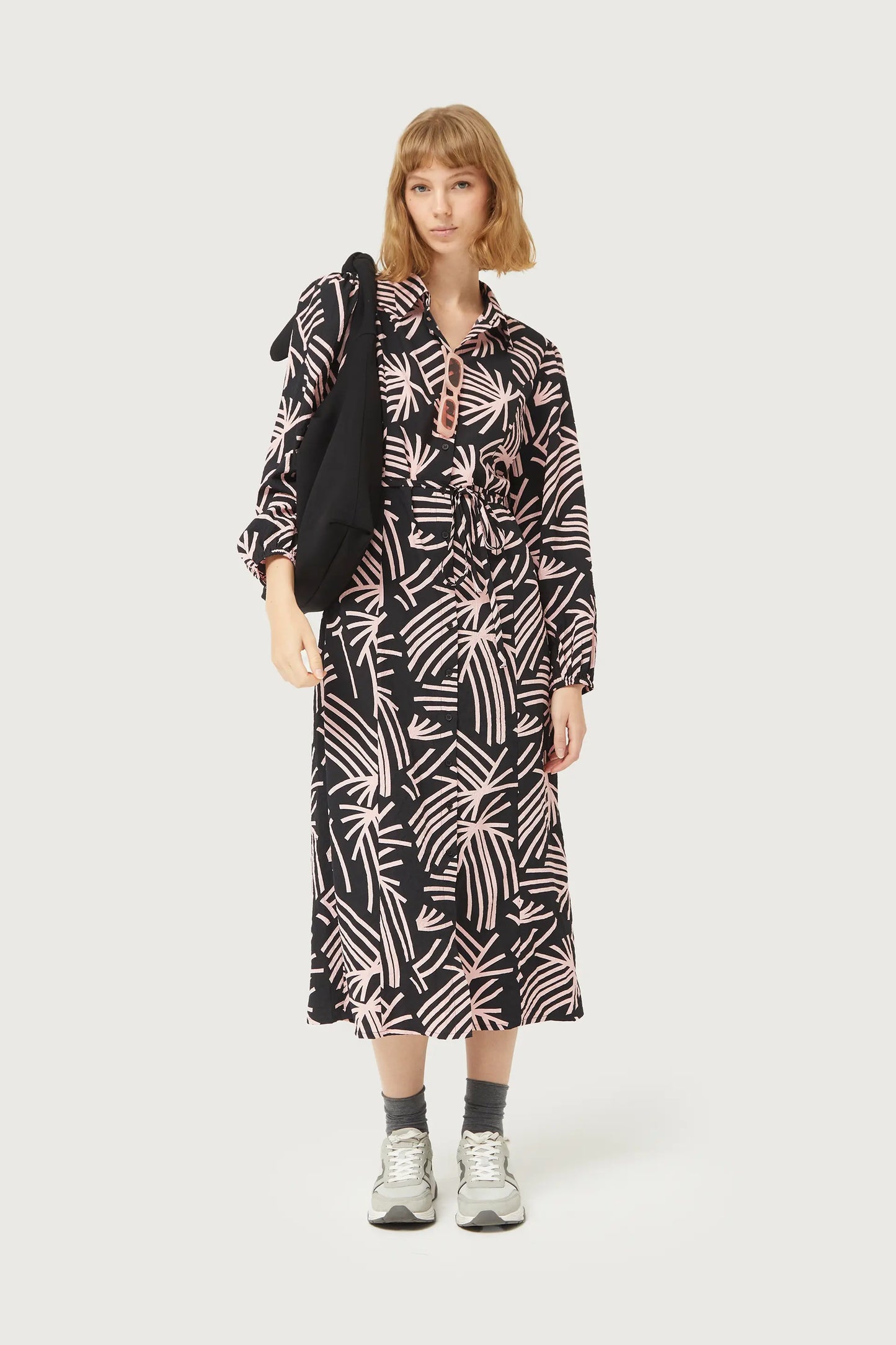 Phoenix abstract print long shirt dress