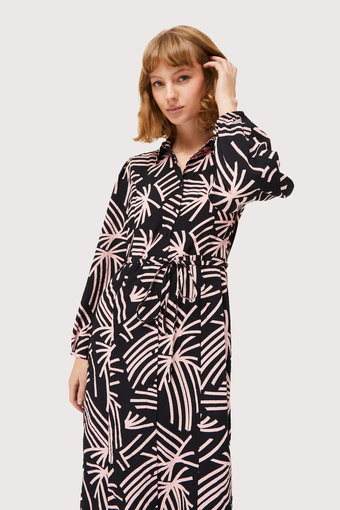 Phoenix abstract print long shirt dress