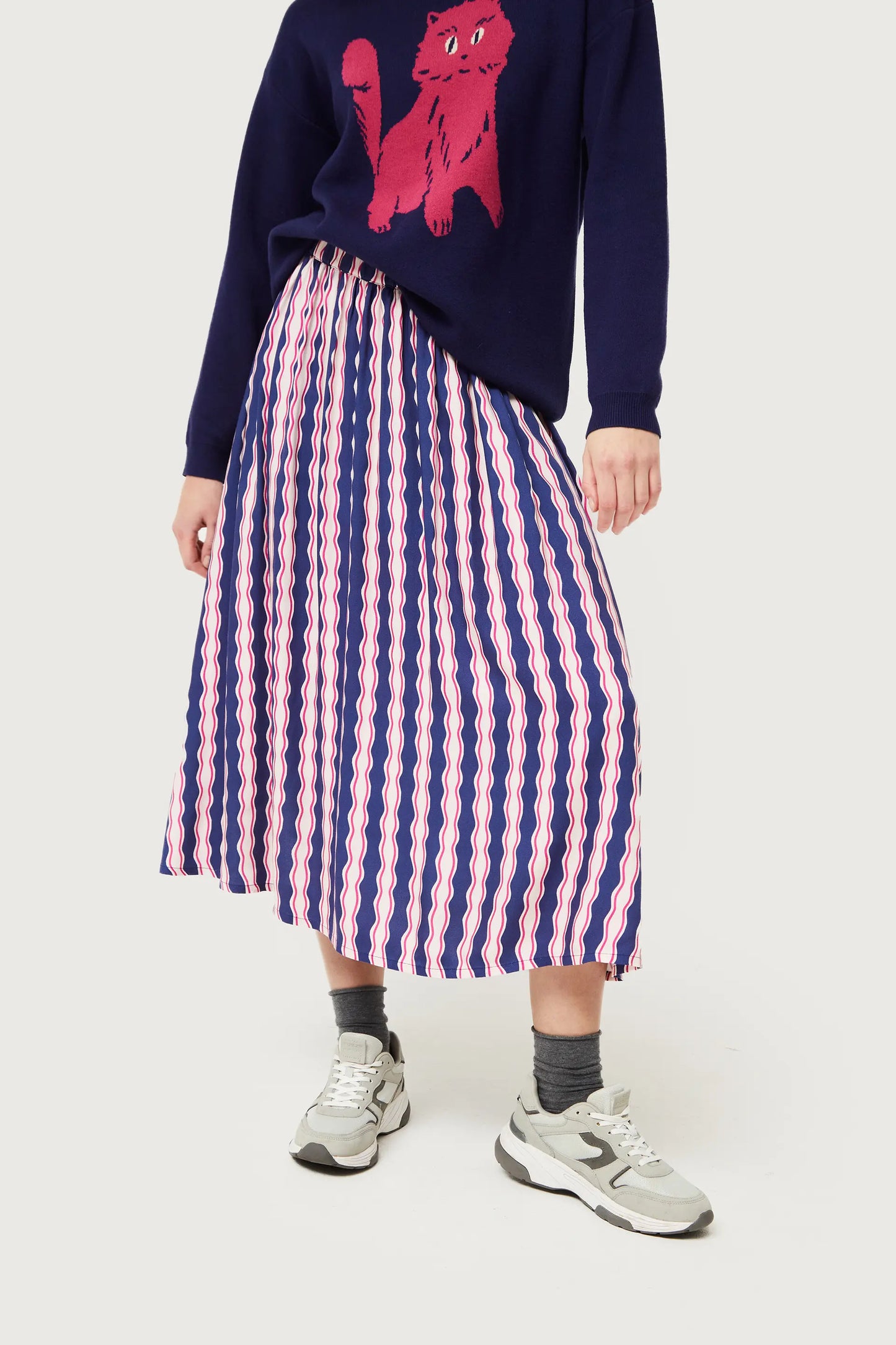 Serpentina striped print midi skirt