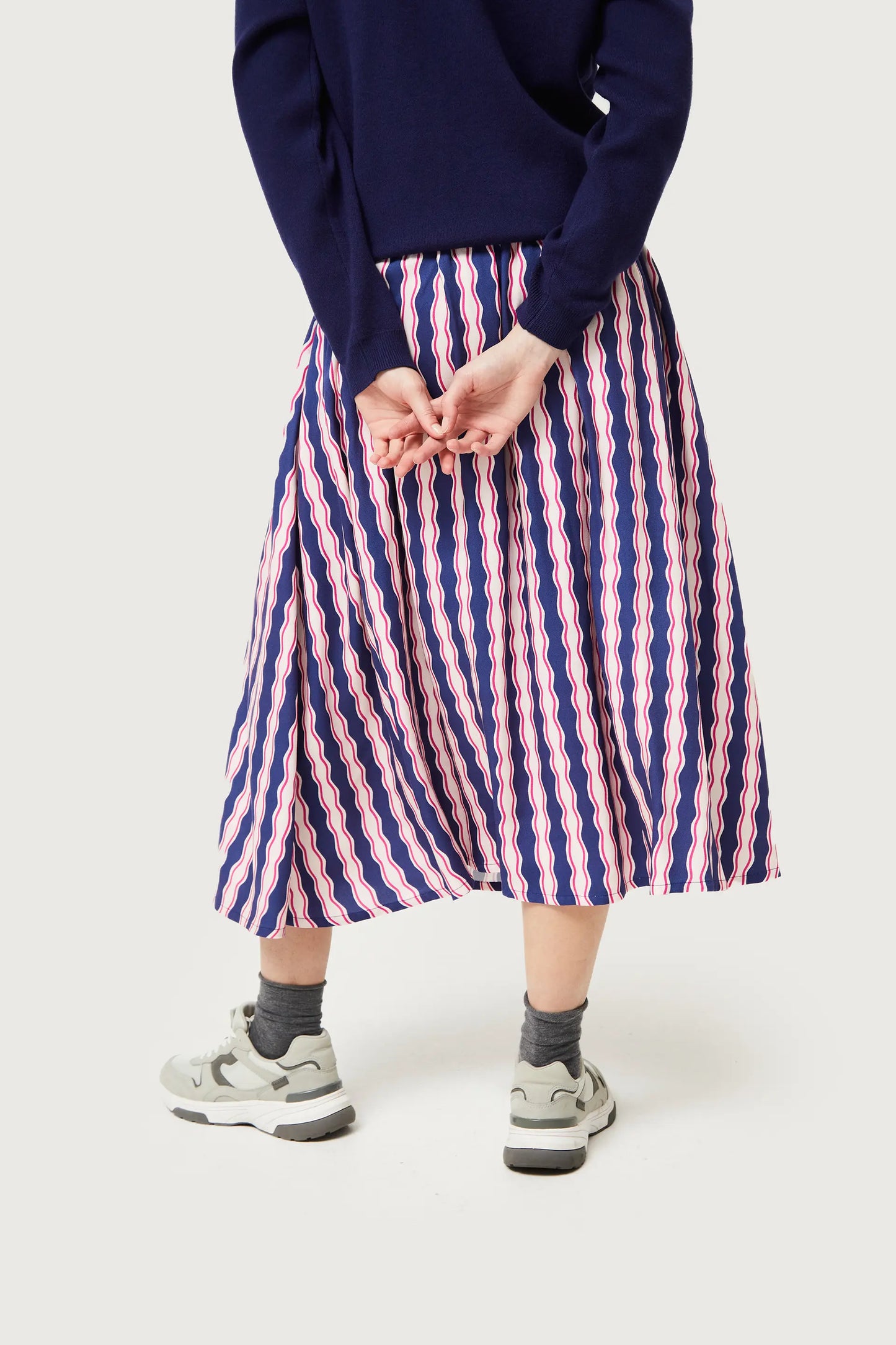 Serpentina striped print midi skirt