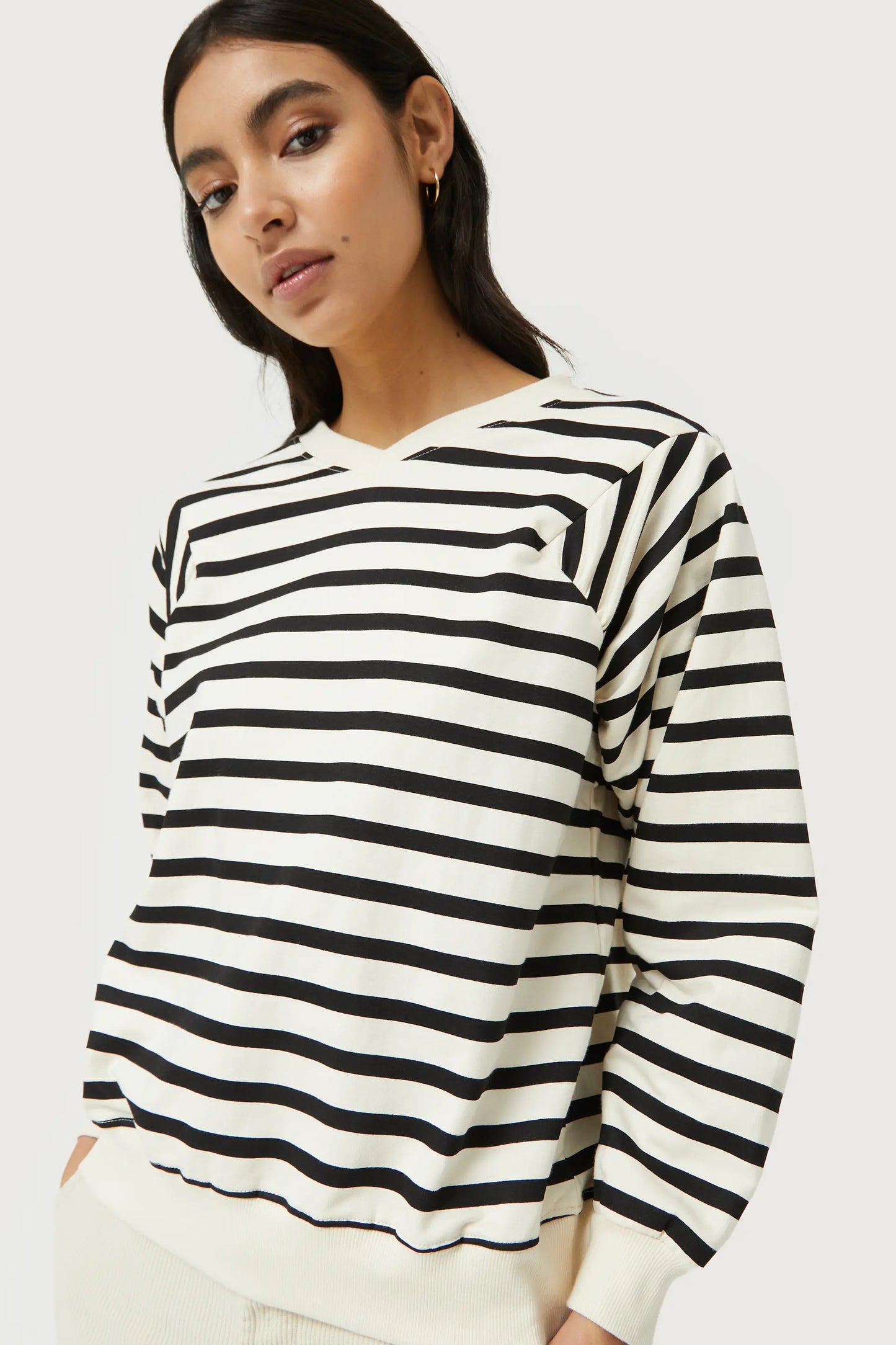 Black and white striped sweatshirt