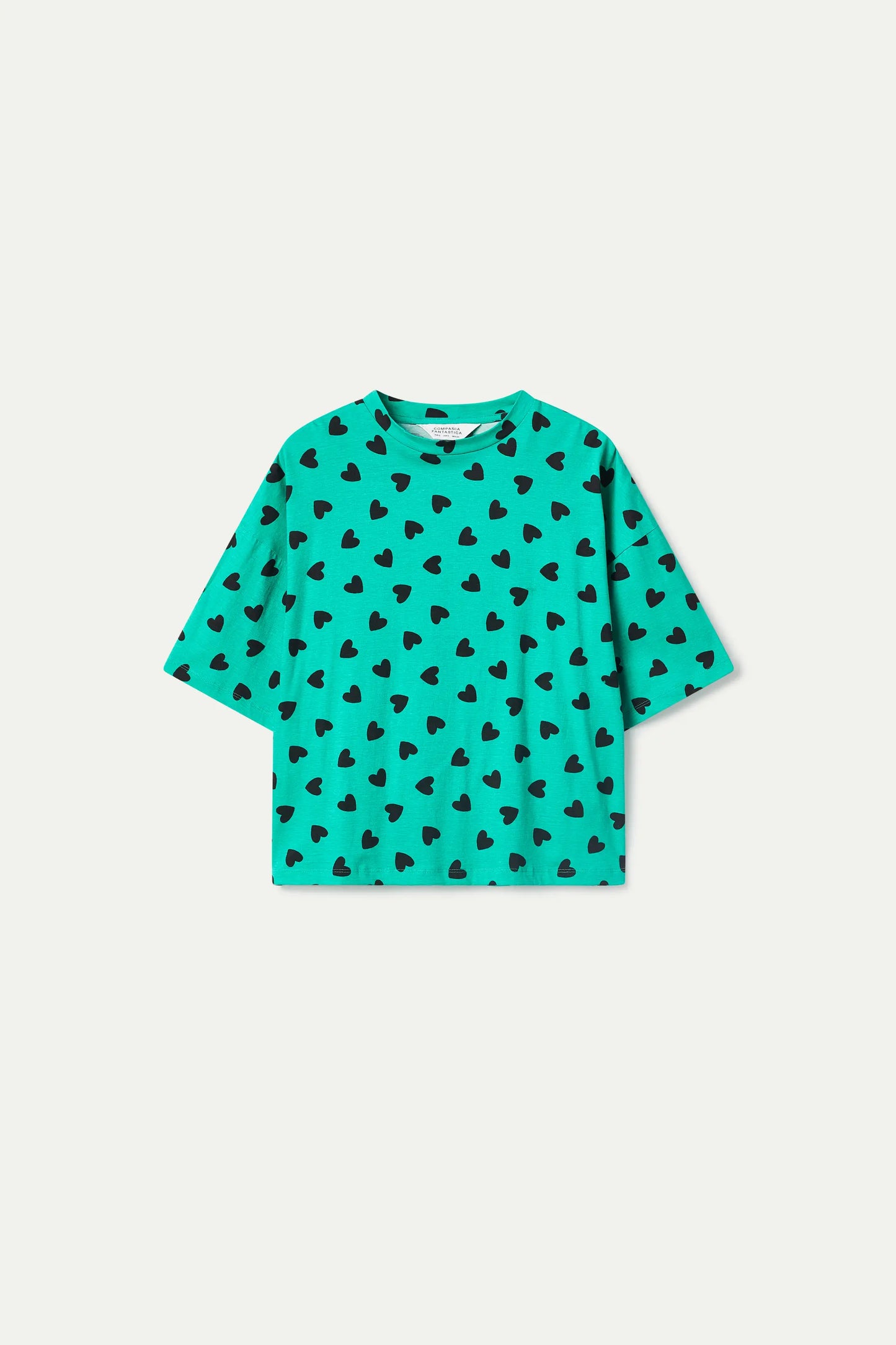 T-shirt con stampa cuore verde