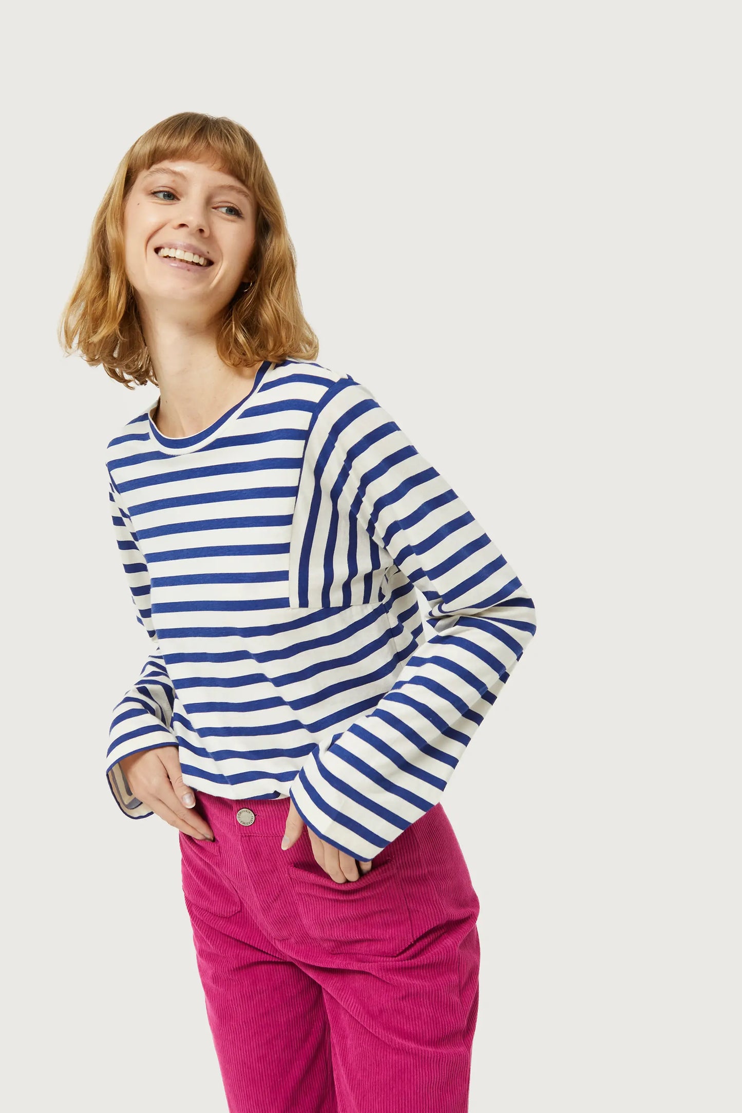 White and blue striped t-shirt