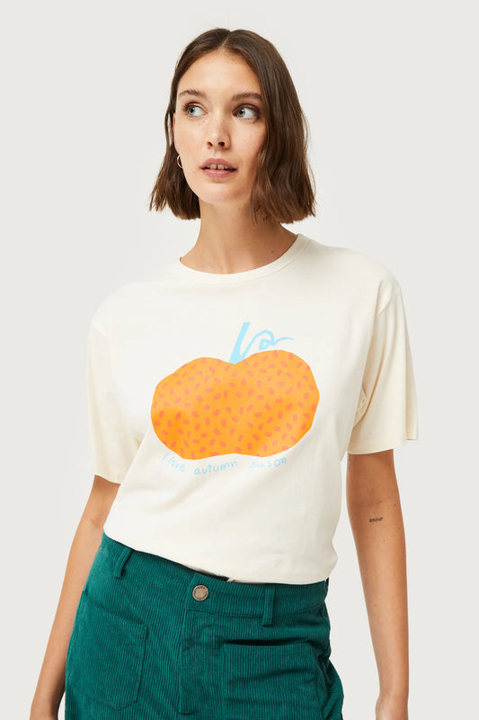 Camiseta con print de calabaza blanca