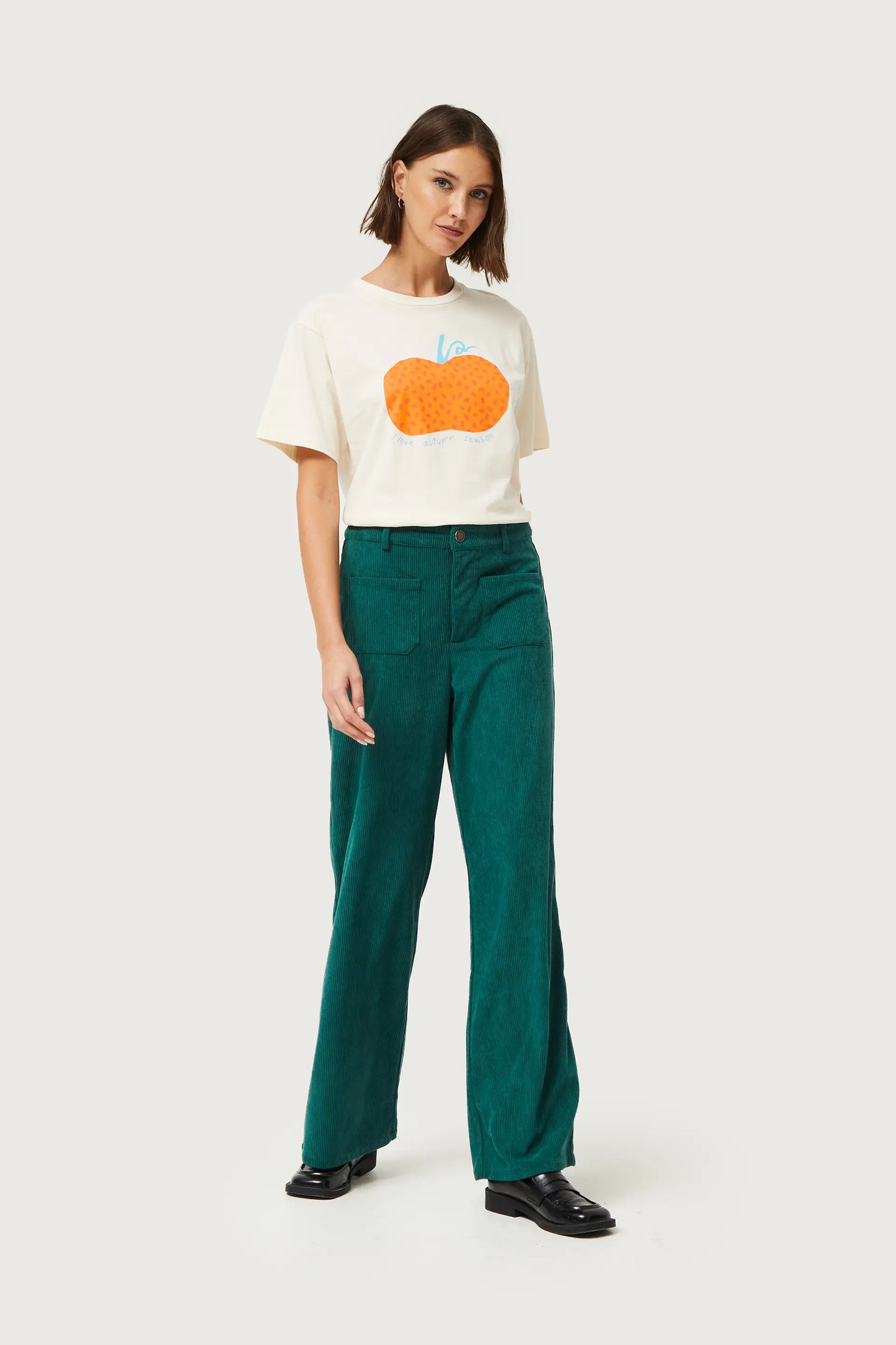 T-shirt bianca con stampa zucca