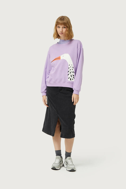 Sweatshirt with lilac heron print