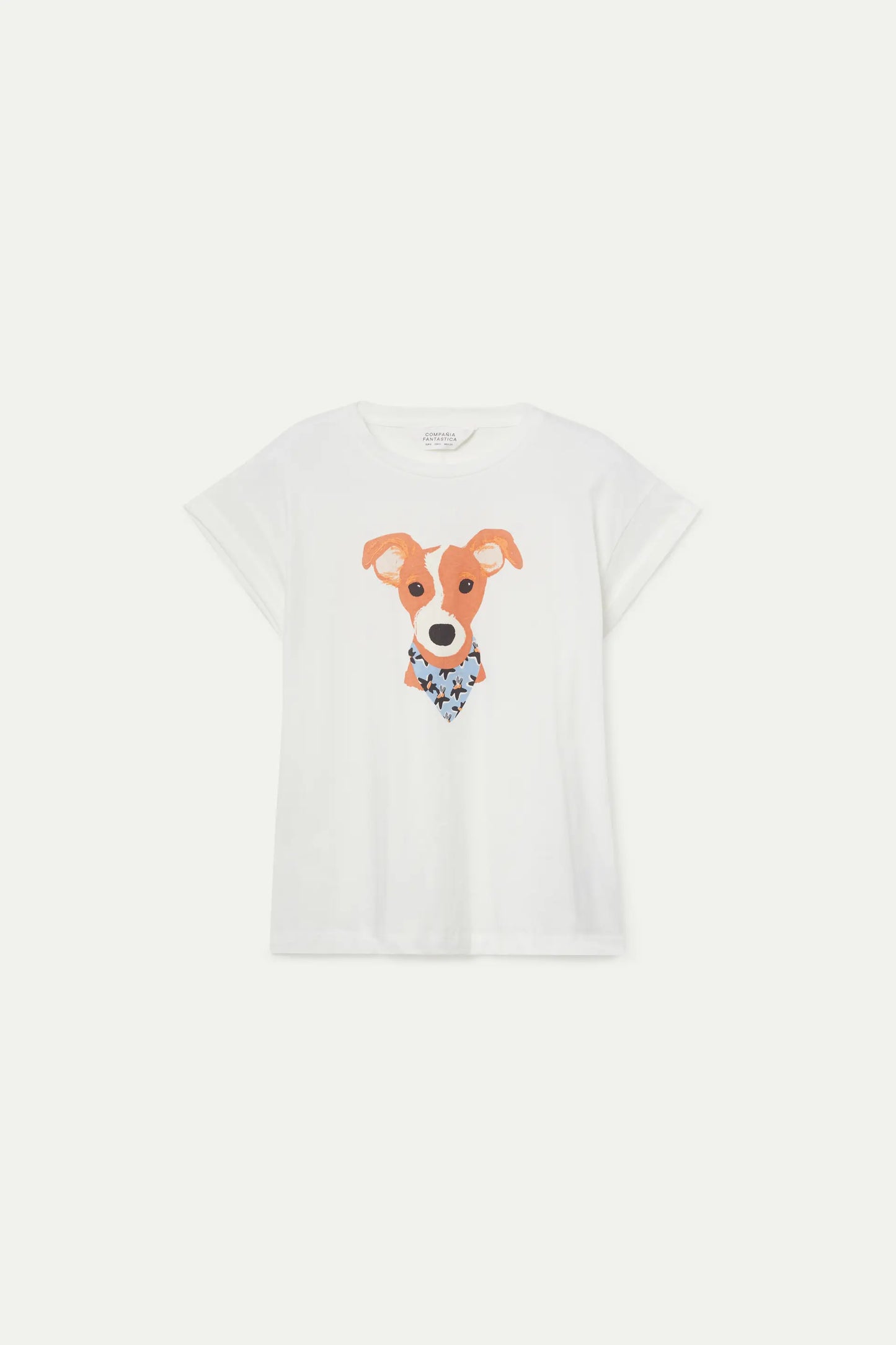 T-shirt with dog print floral print Calatea blue