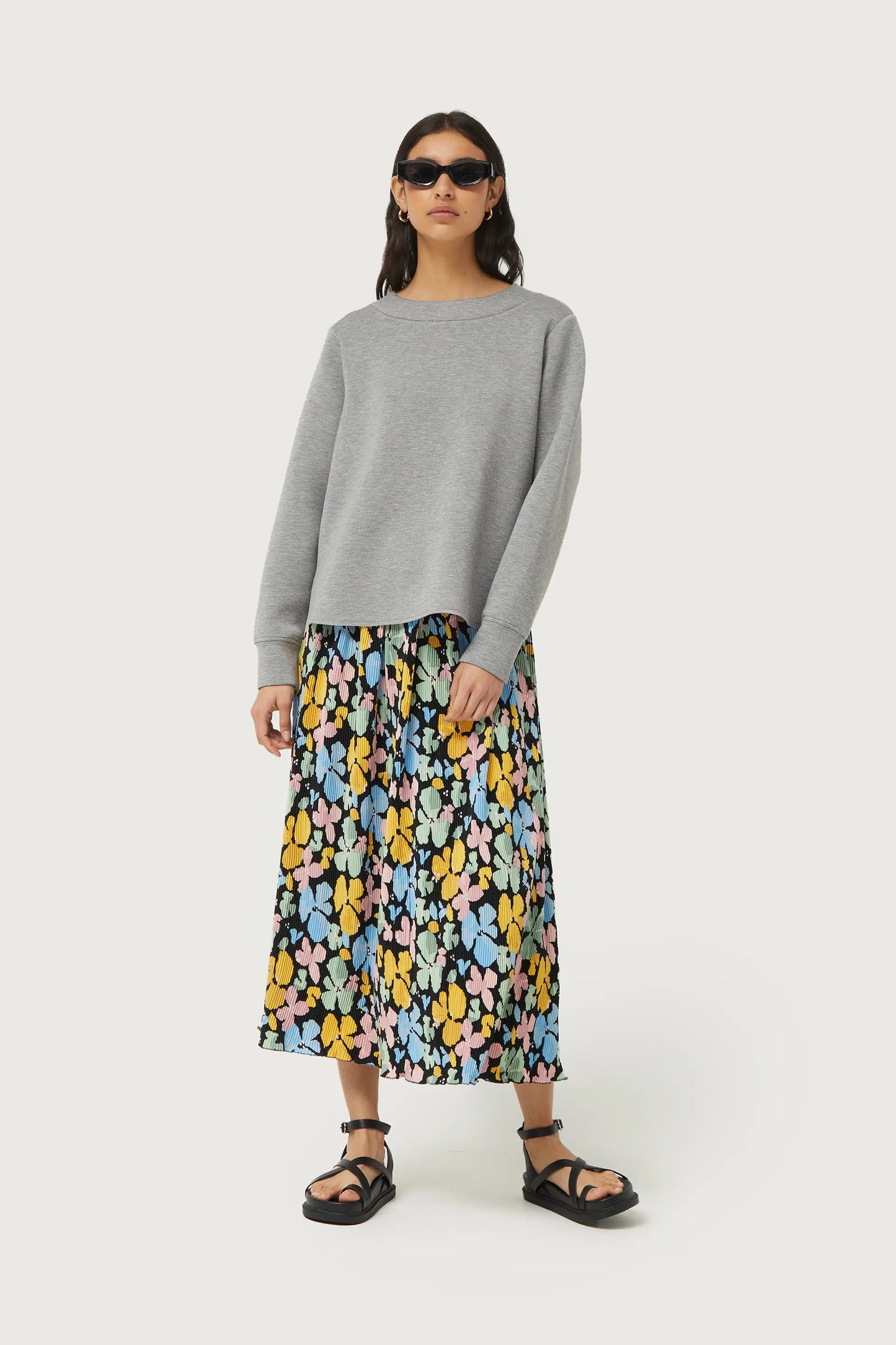 Jacinto floral print long skirt