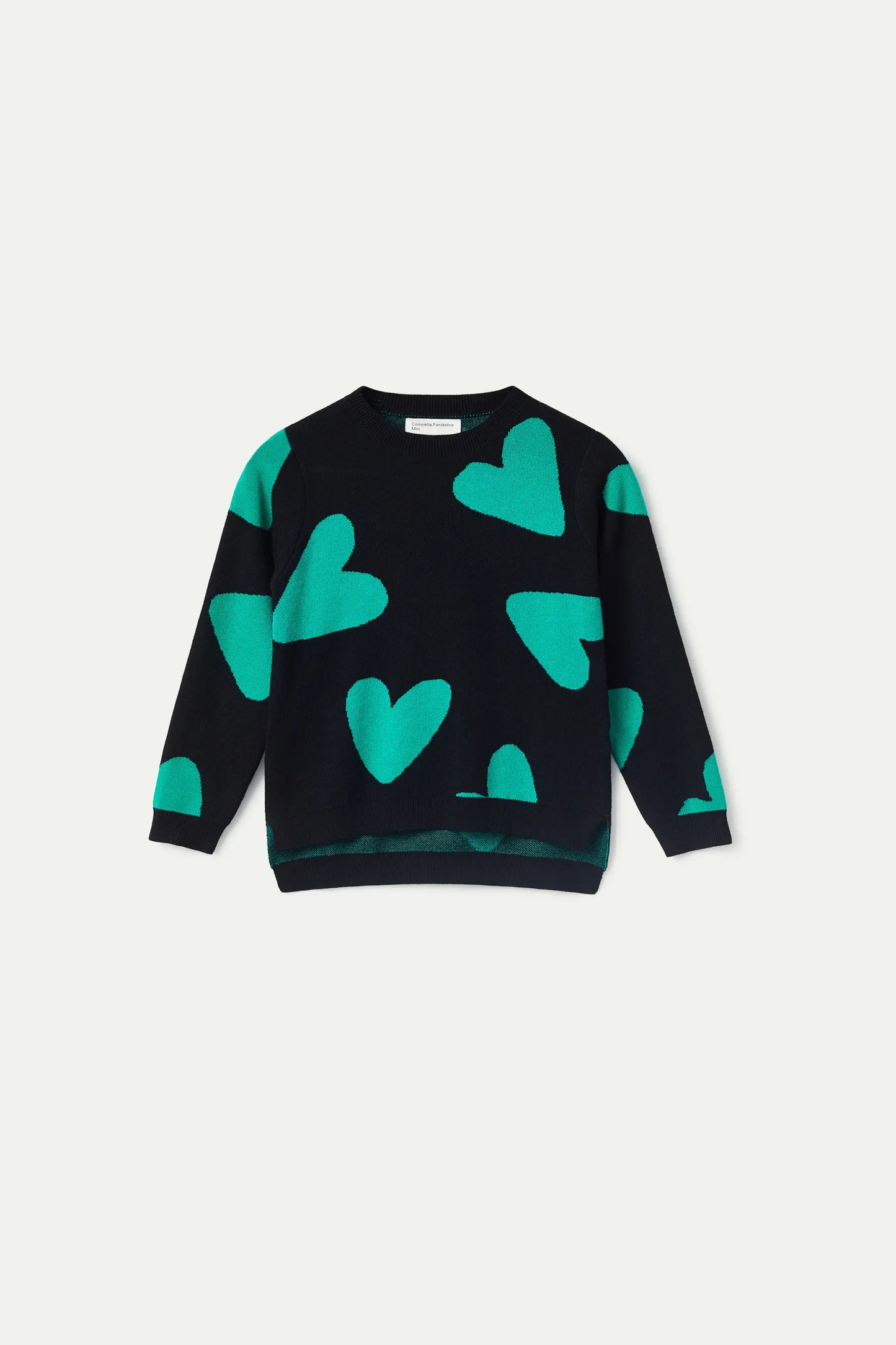 Girl's black heart print sweater