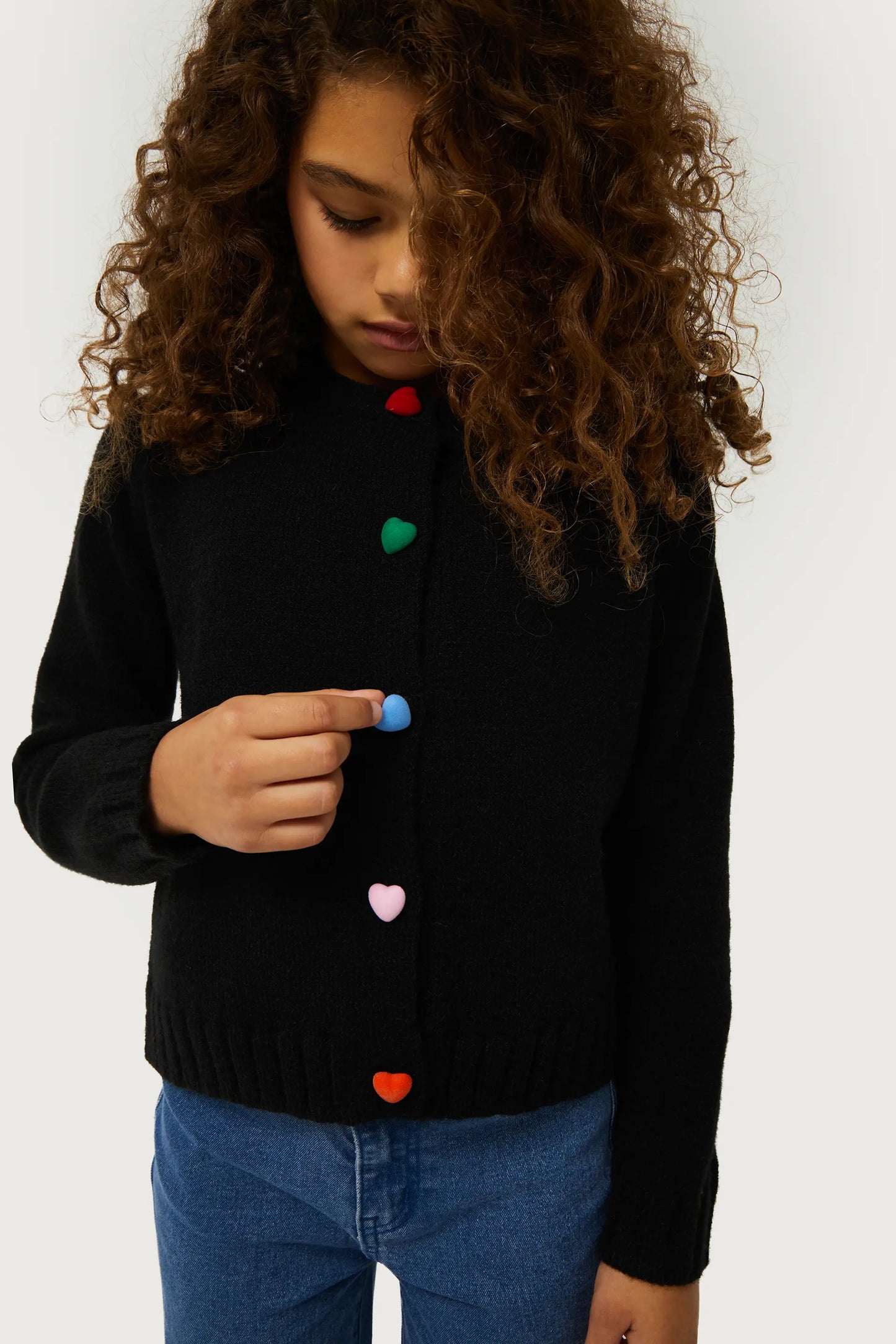 Girl's cardigan with black heart detail