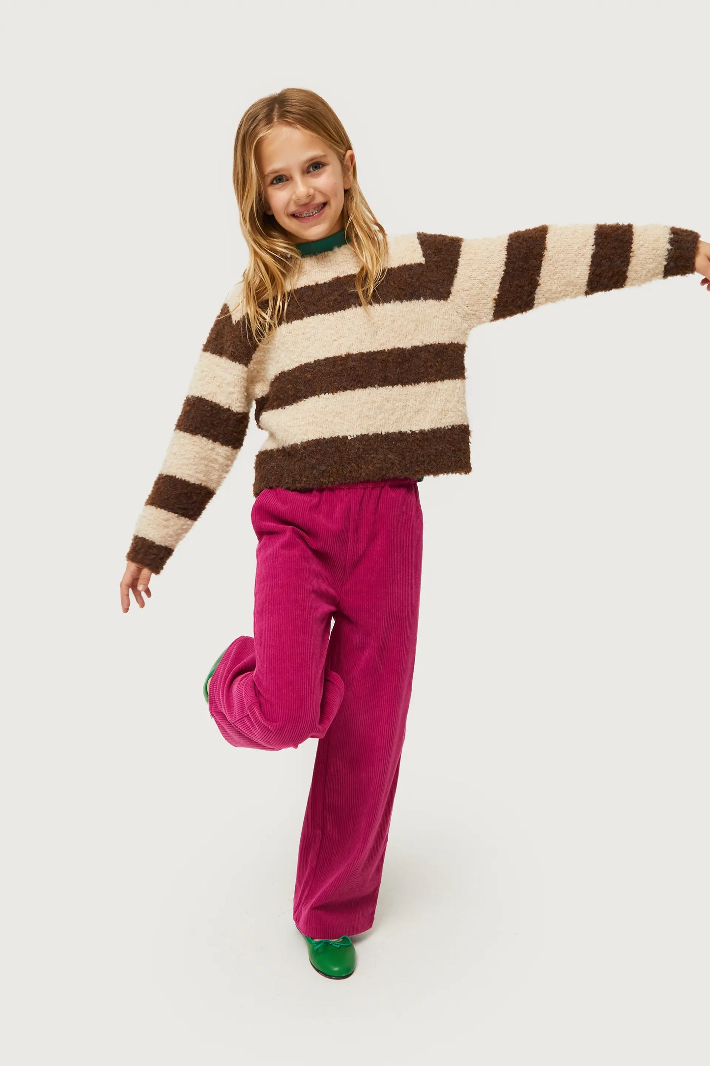 Girl's fuchsia corduroy pants