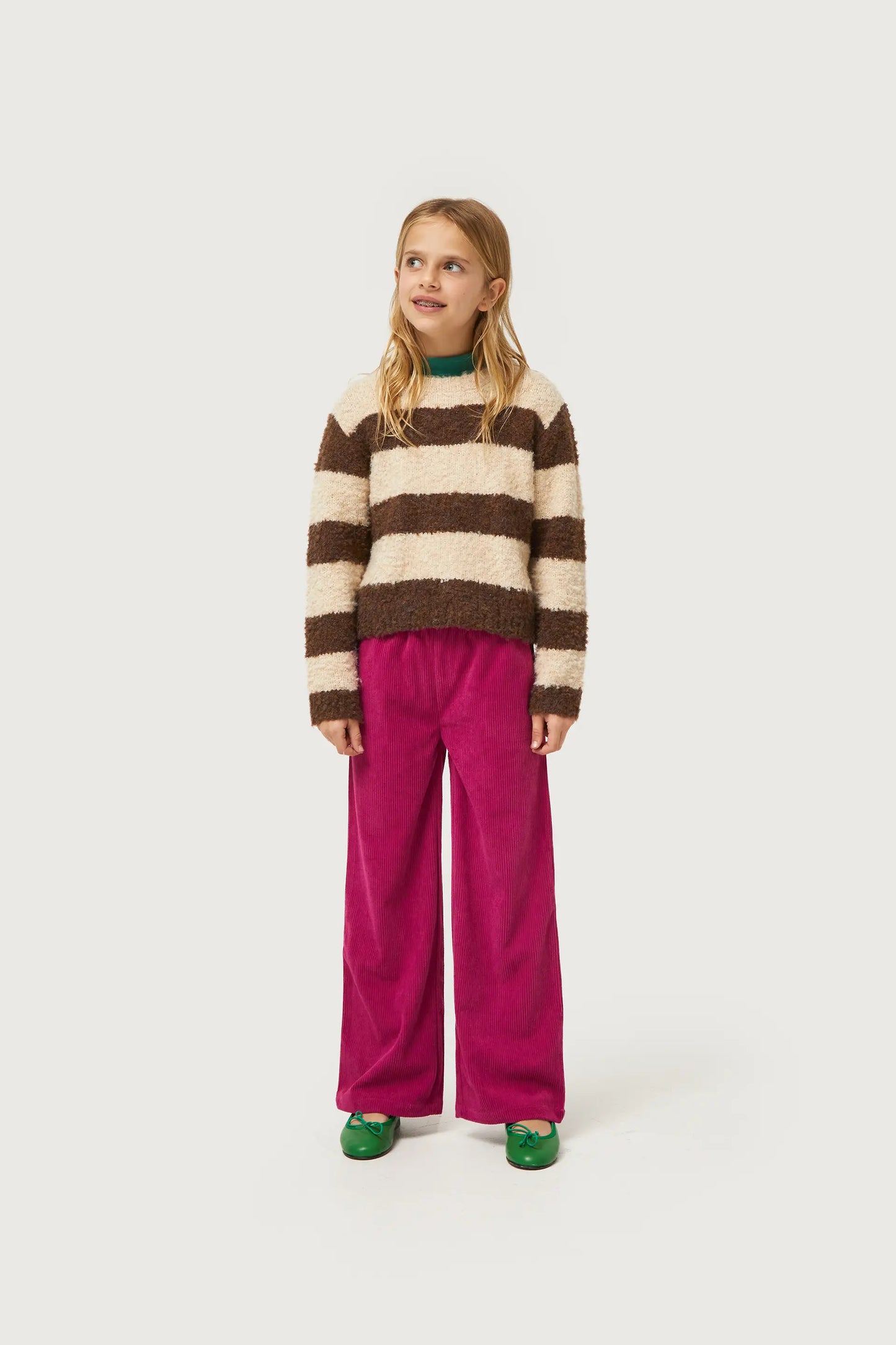 Girl's fuchsia corduroy pants