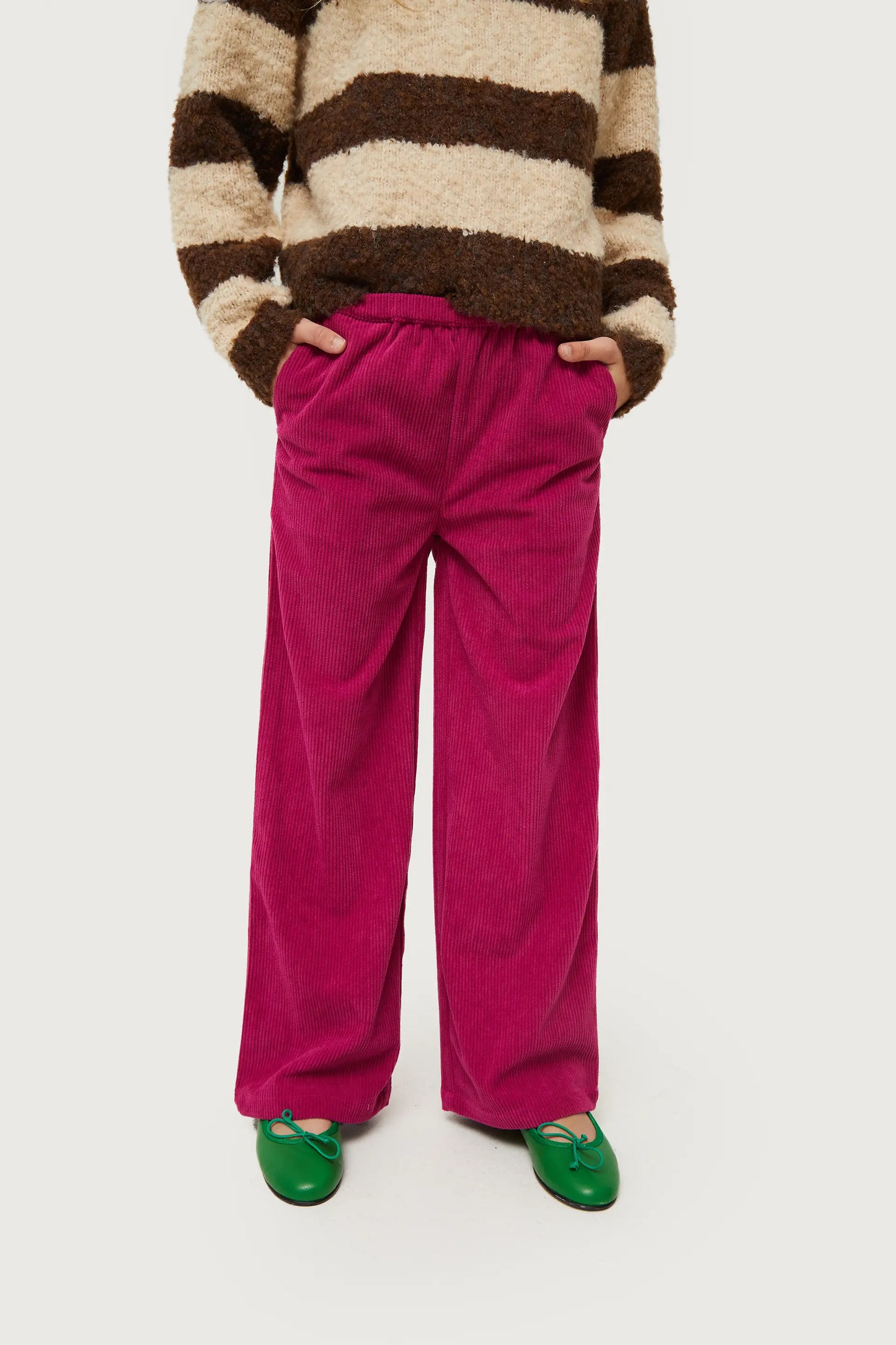 Girl's fuchsia corduroy pants