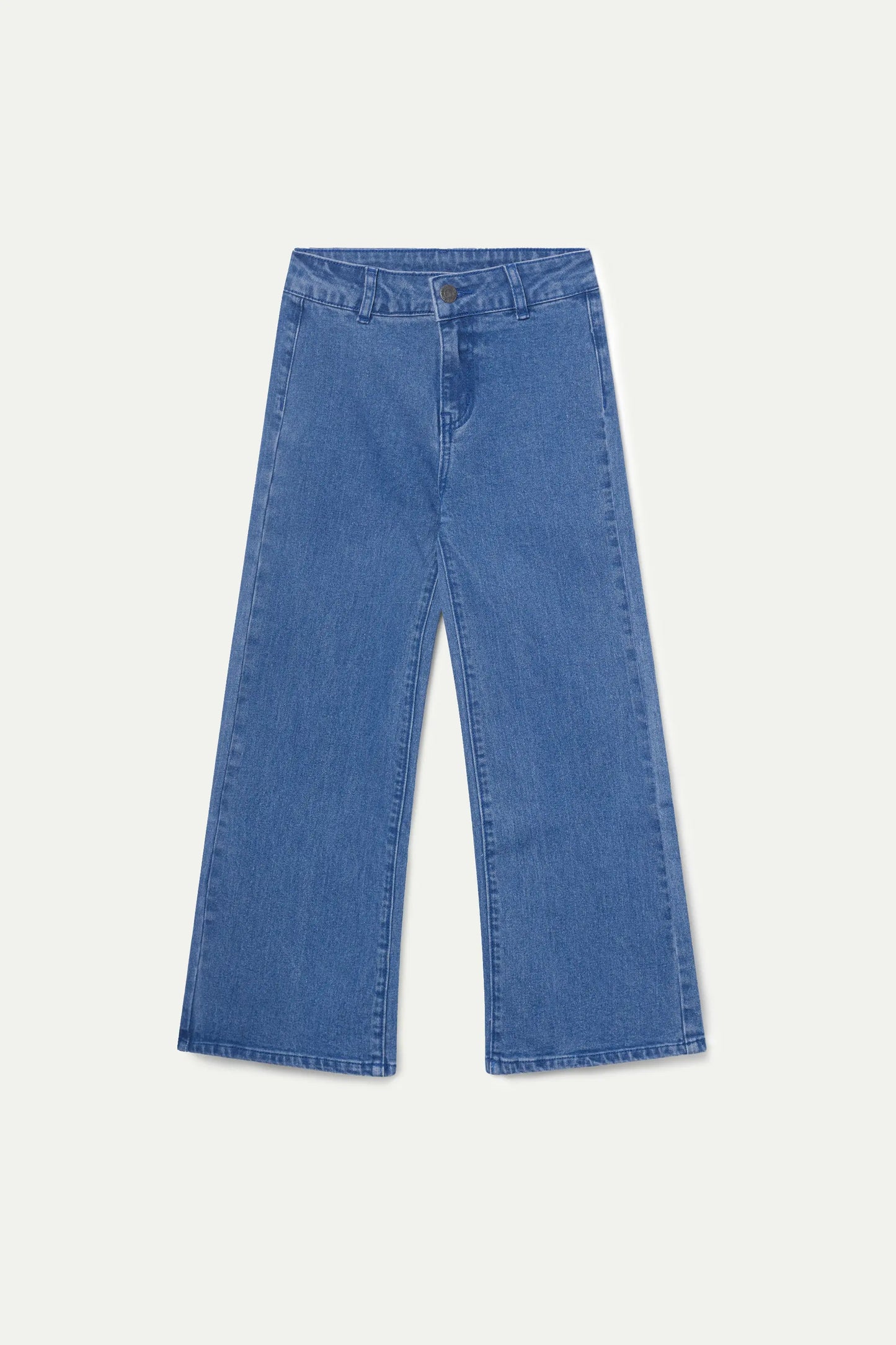 Girls' long blue straight jeans