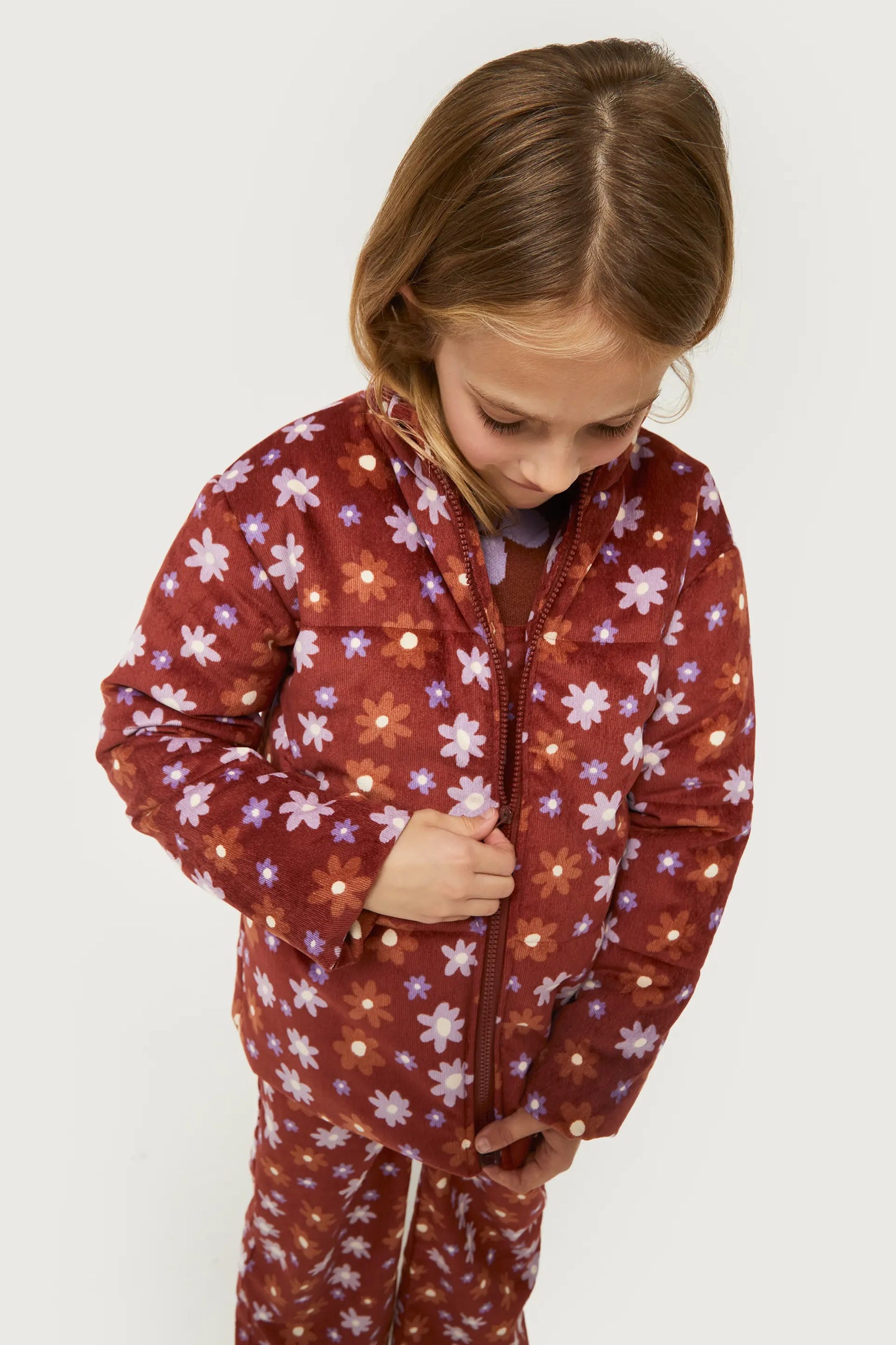 Montana floral print quilted girl's coat