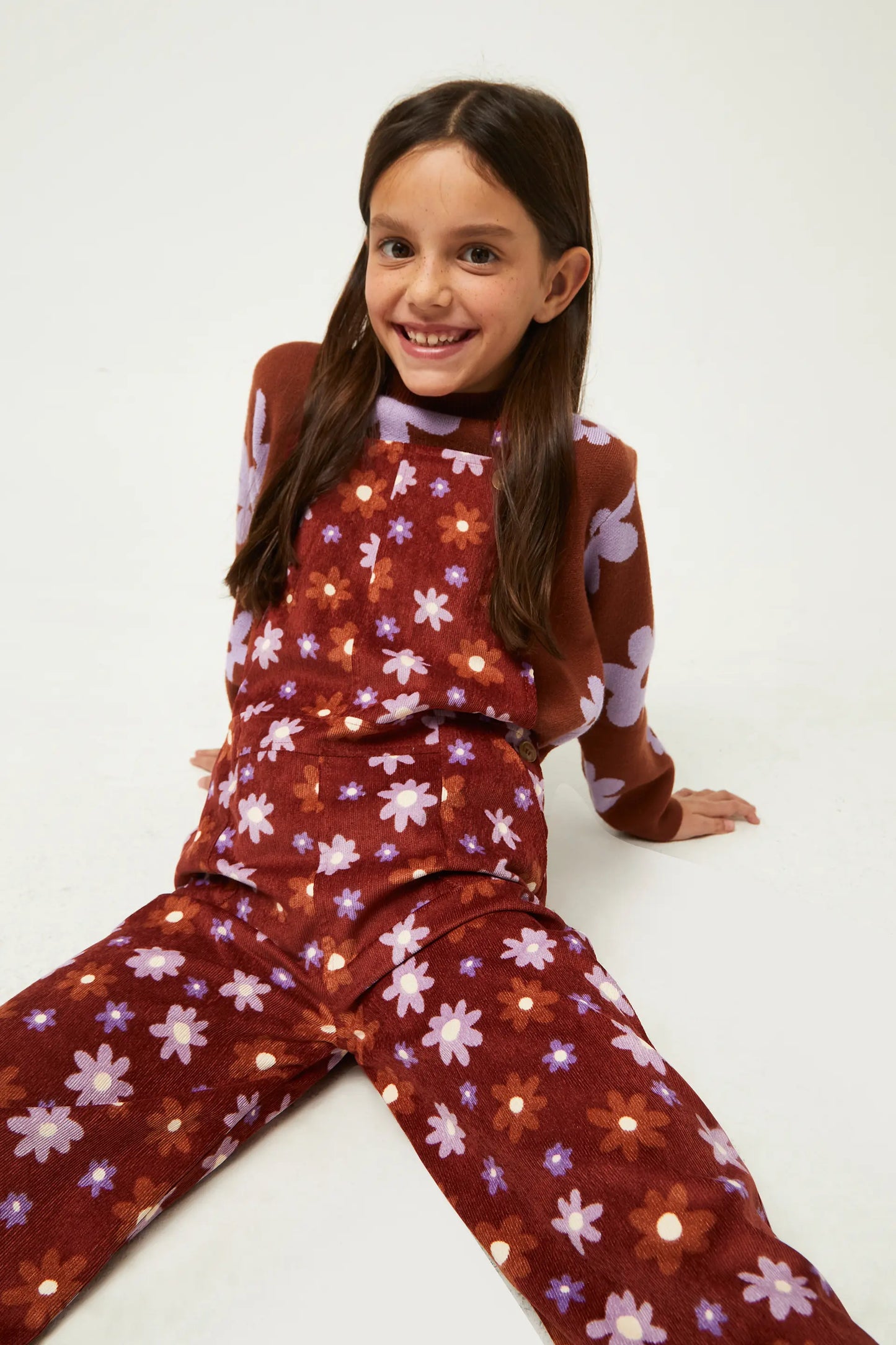 Montana floral print girl's long jumpsuit