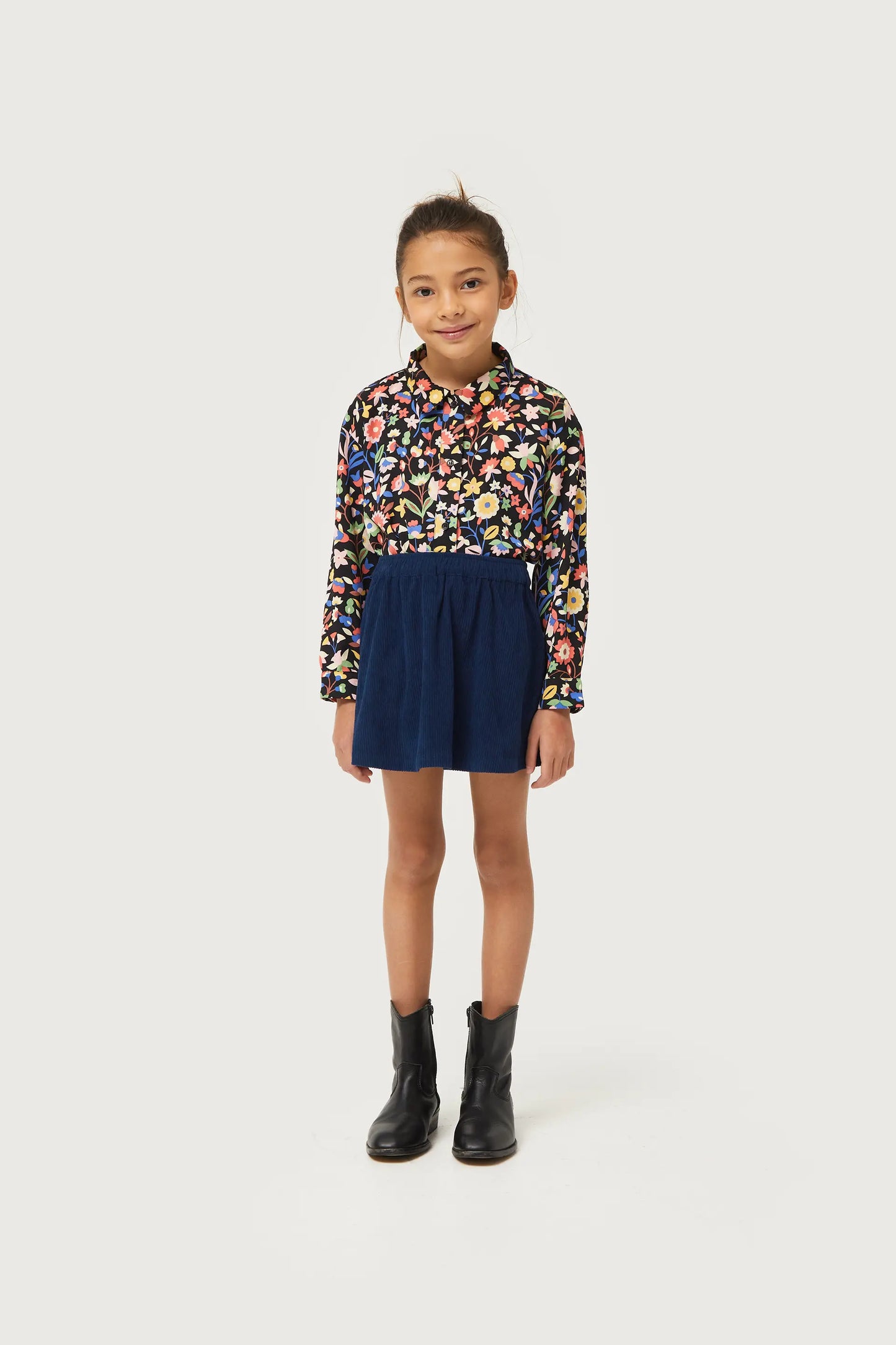 Navy blue corduroy girl's short skirt