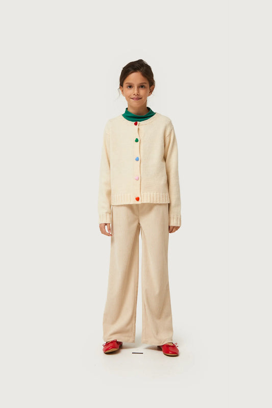 Pantalón de niña de pana blanco