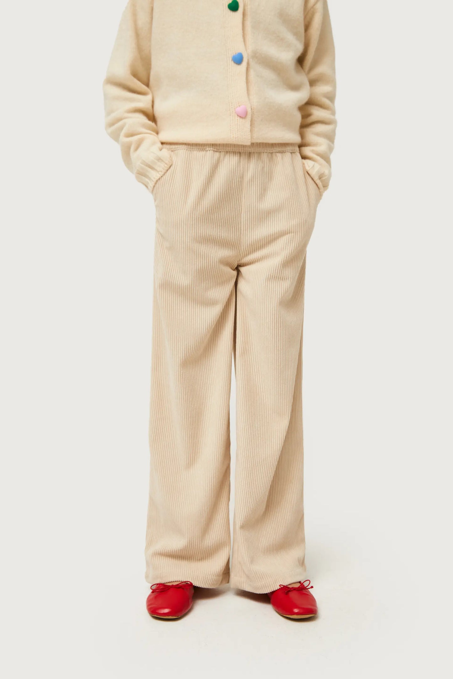 Girl's white corduroy pants