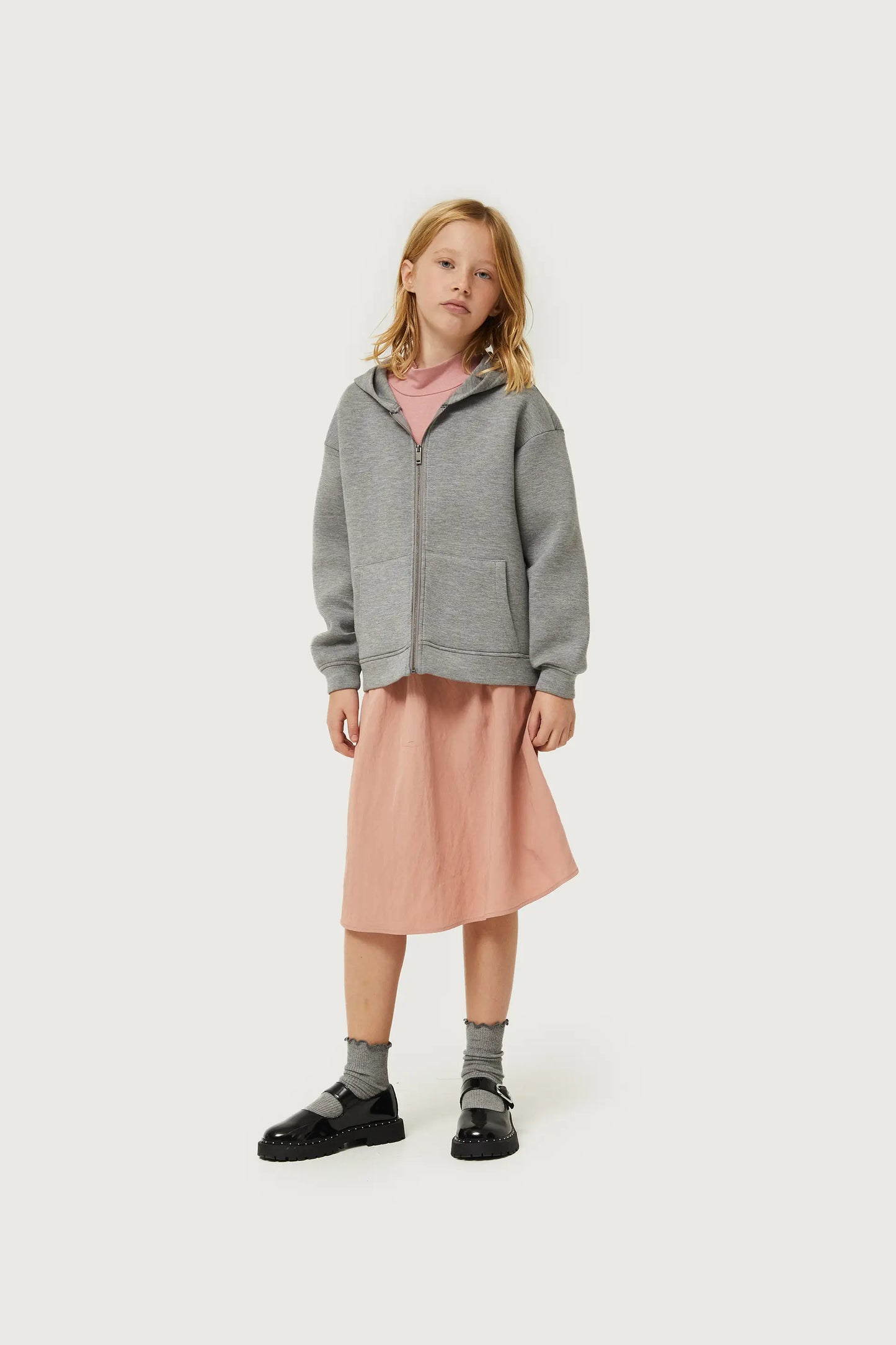 Girl's gray hooded sweatshirt