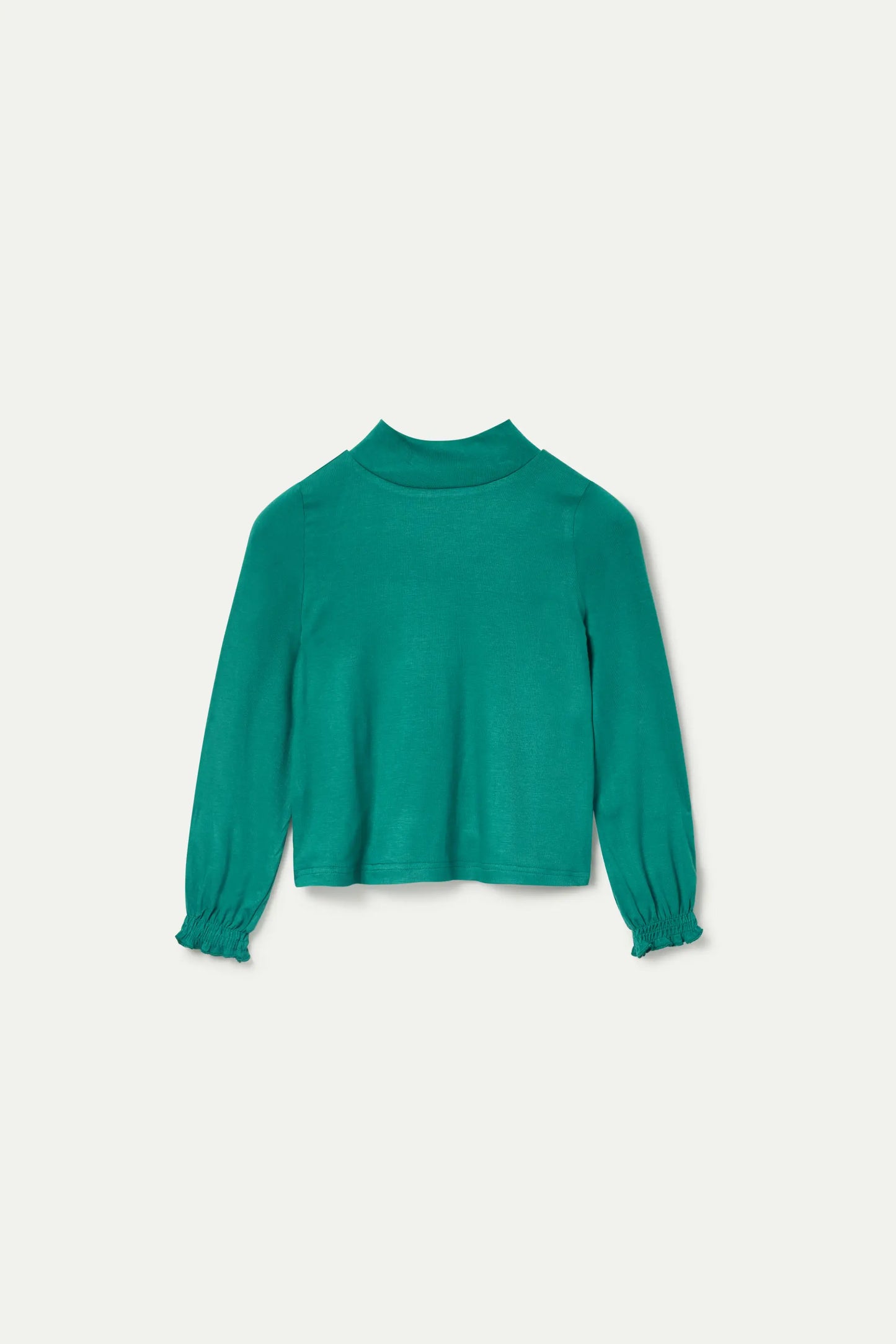 Girl's green turtleneck top