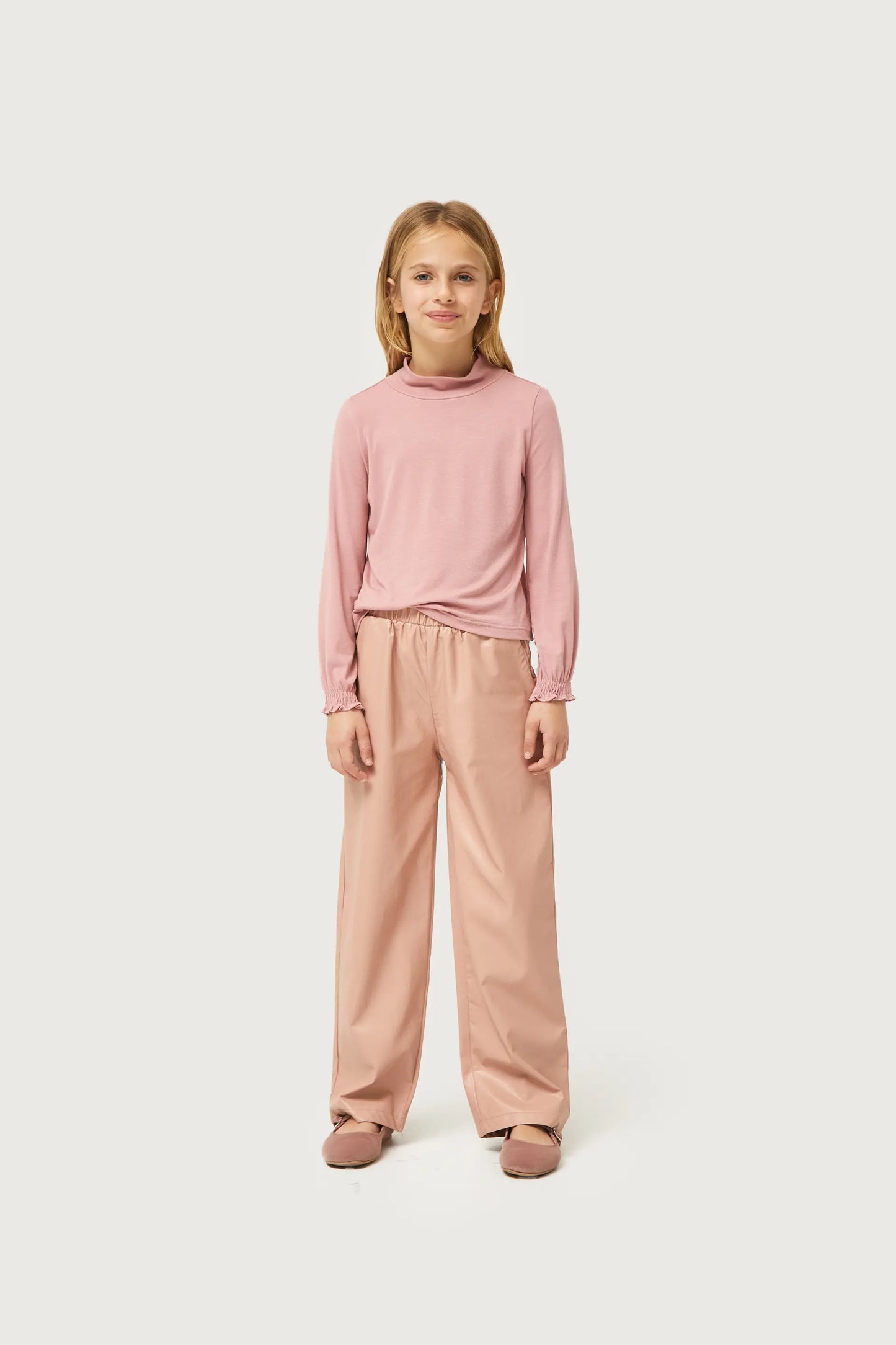 Girl's pink high-neck top