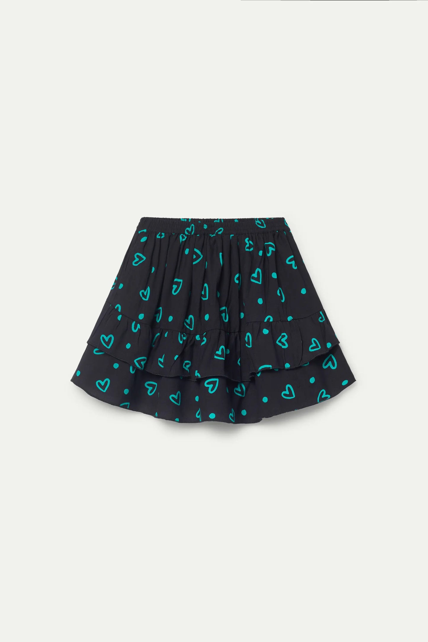 Girl's short skirt with green heart print