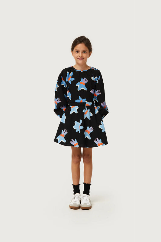 Falda corta de niña estampado floral Calatea negro