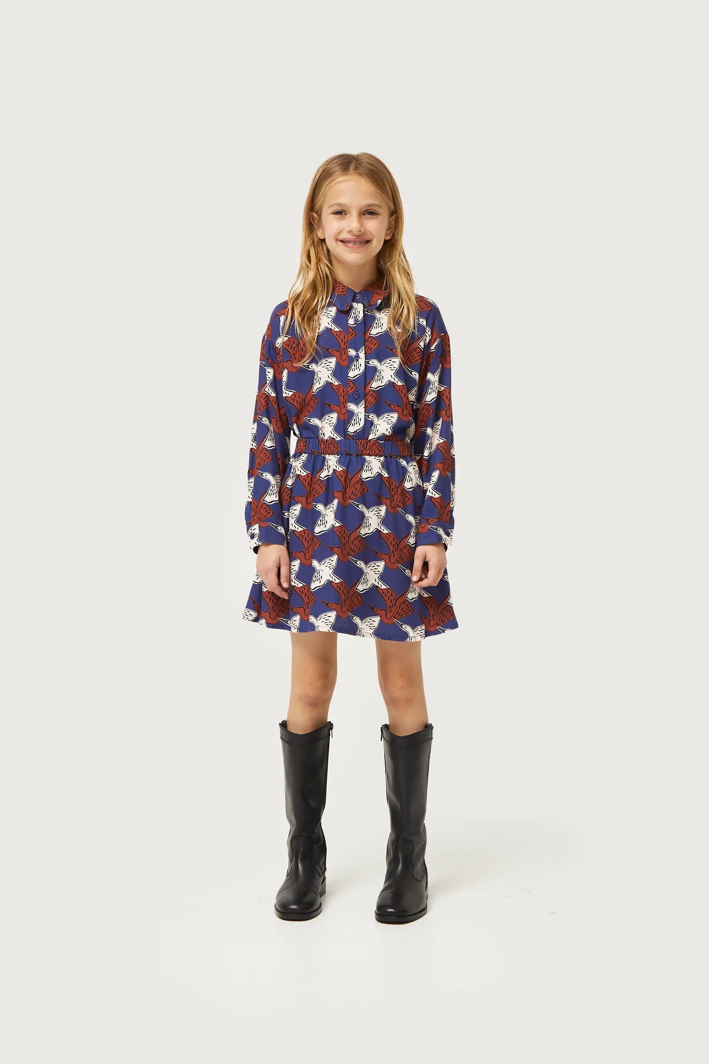 Girl's short skirt with Heron animal print