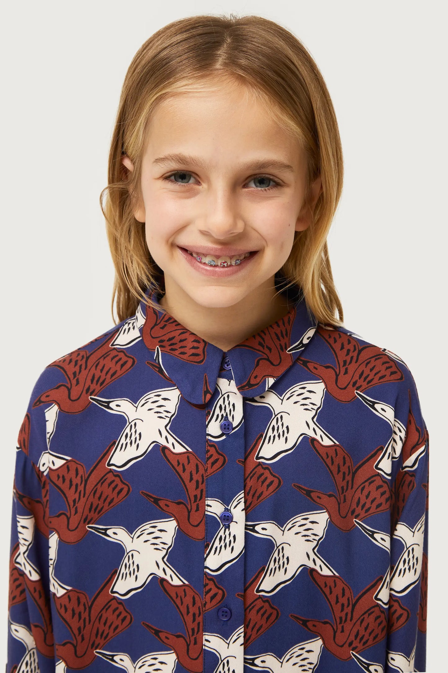 Camicia con stampa animalier Airone da bambina