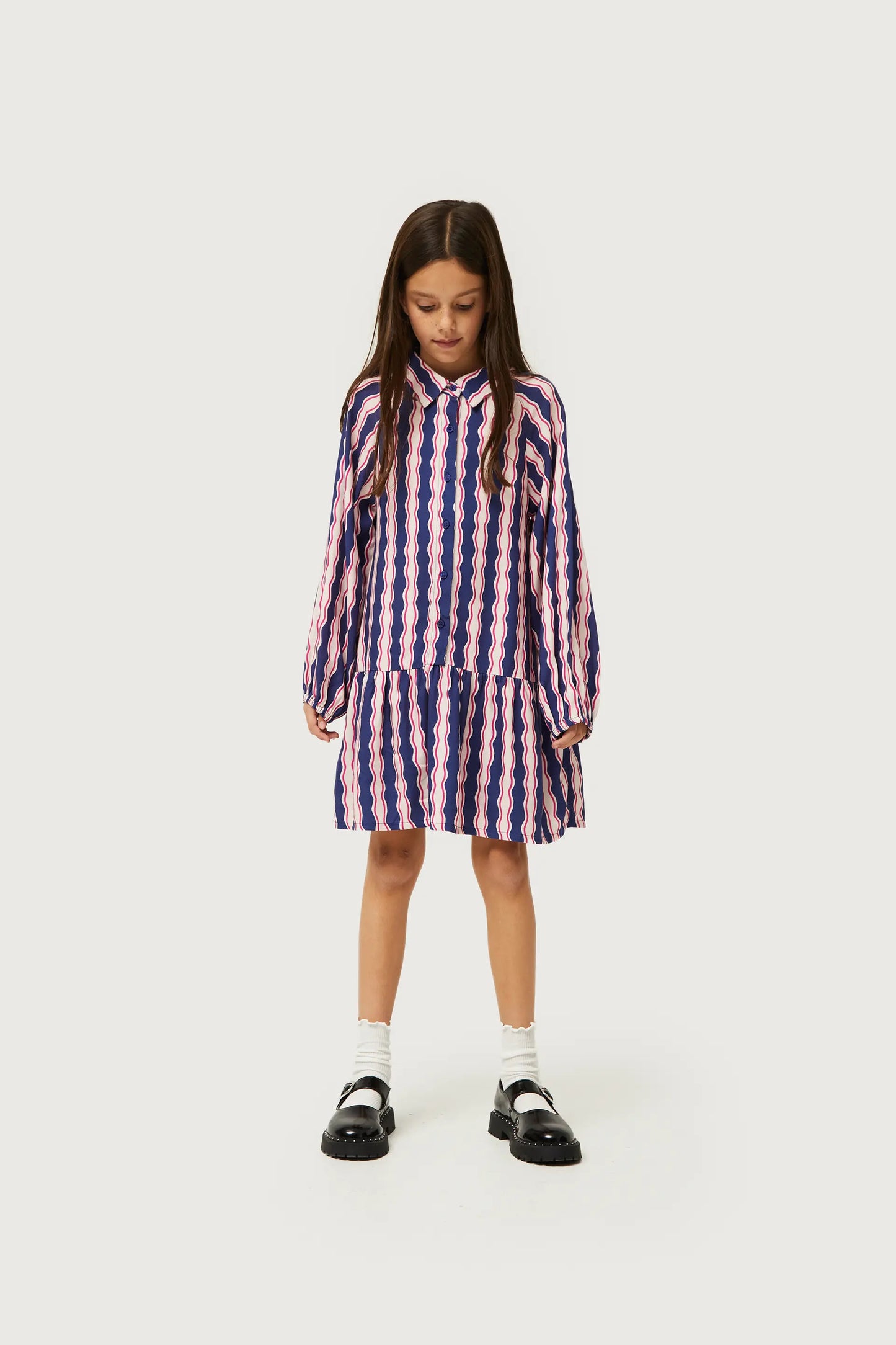 Serpentina striped print girl's short dress