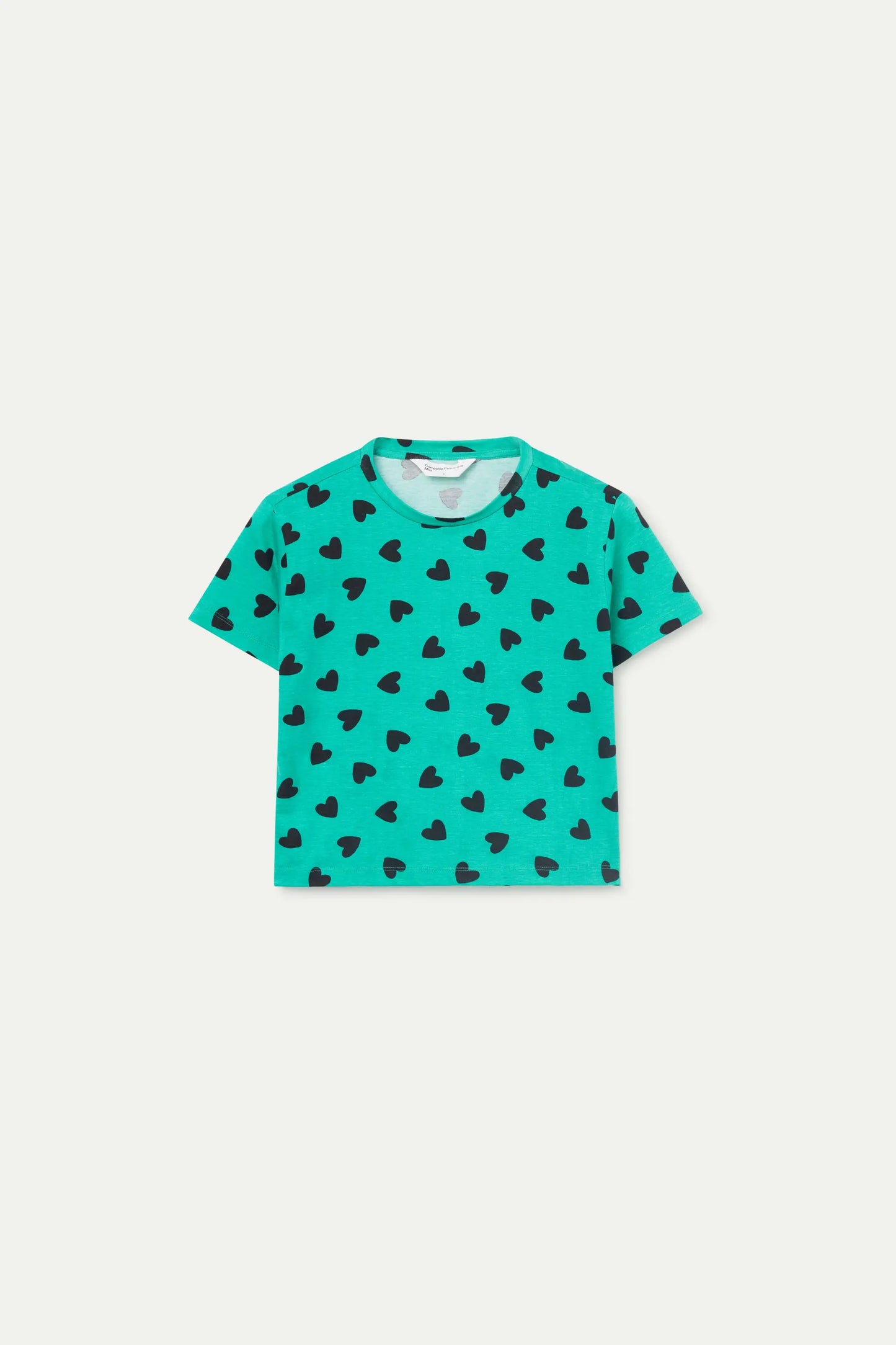 Girl's T-shirt with green heart print