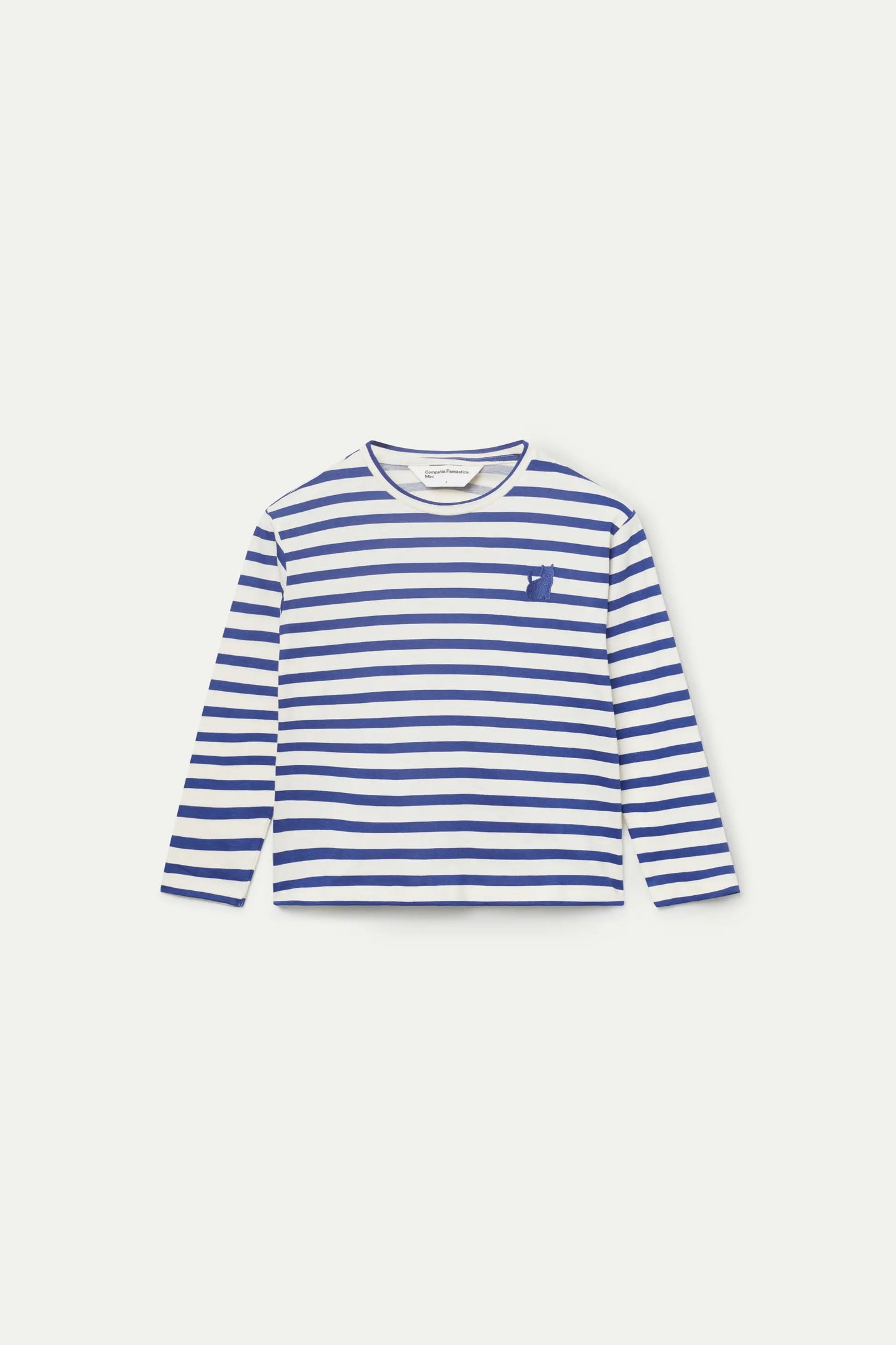 Girl's striped t-shirt with cat patch