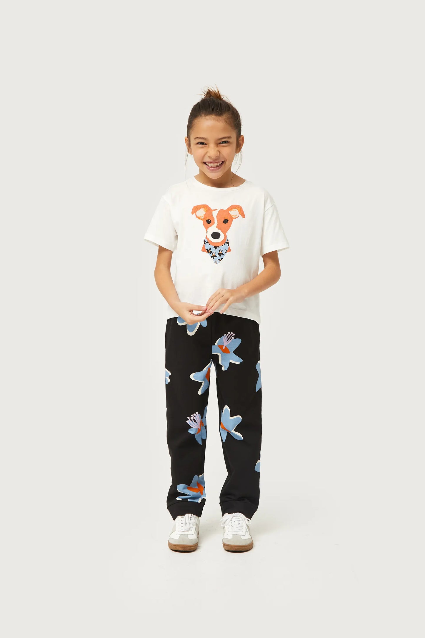 Black Calatea floral print girl's pants