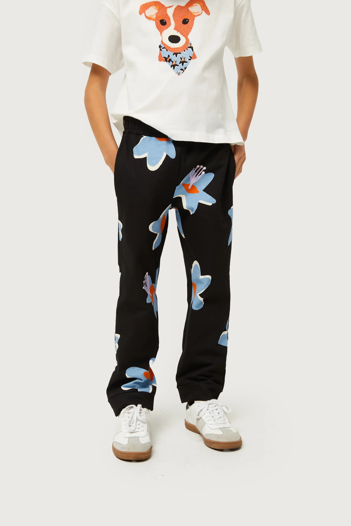 Black Calatea floral print girl's pants