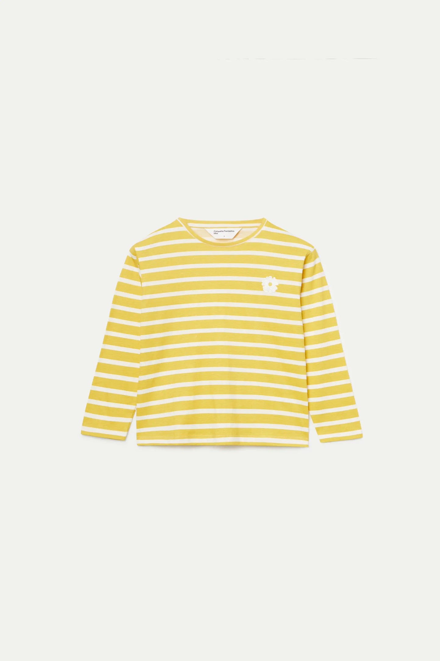 Girl's striped t-shirt with yellow flower patch