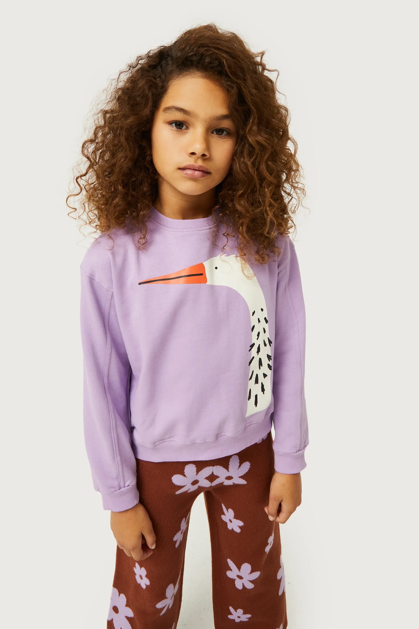 Girl's sweatshirt with heron print